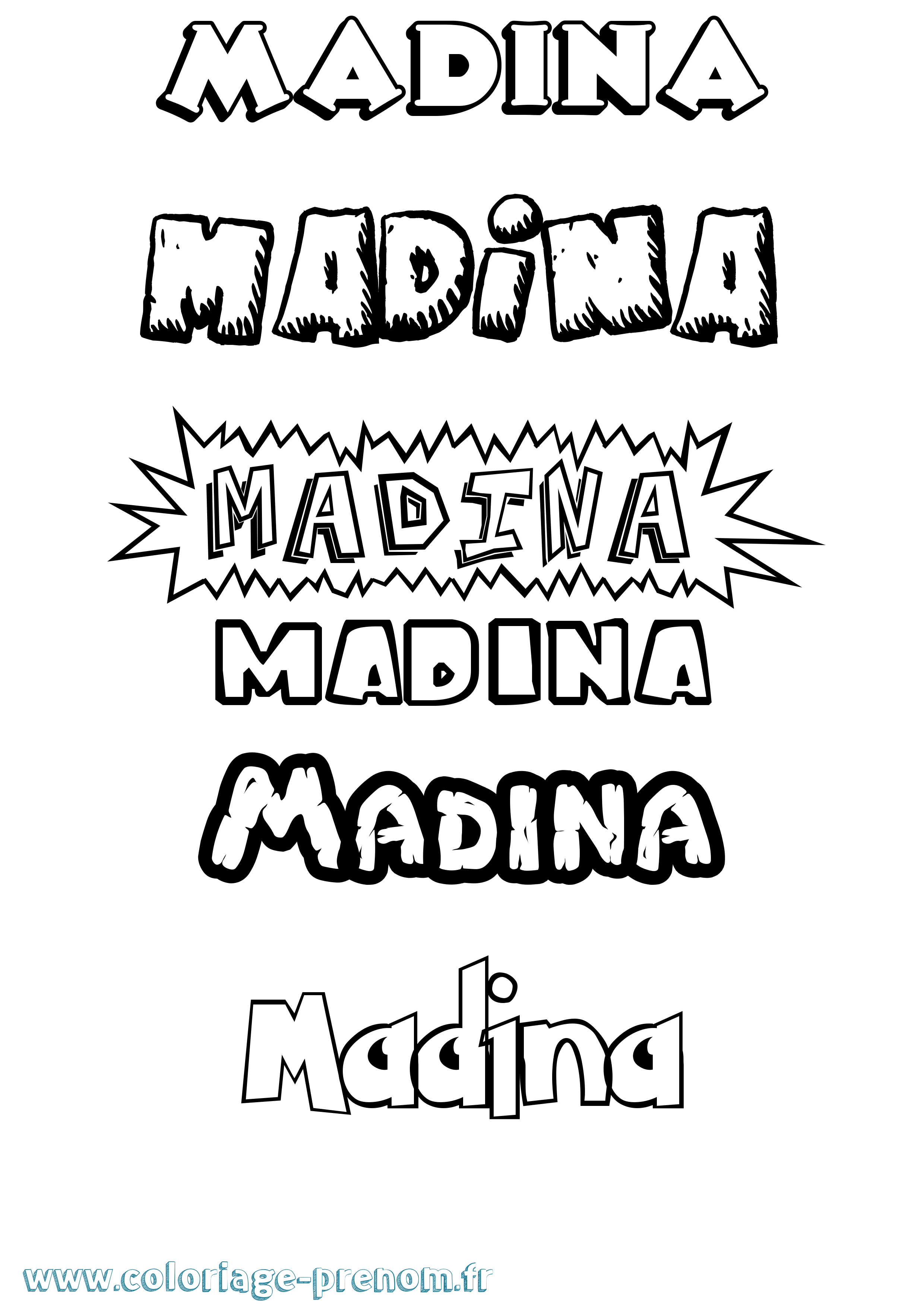 Coloriage Madina Coloriage prénom Madina