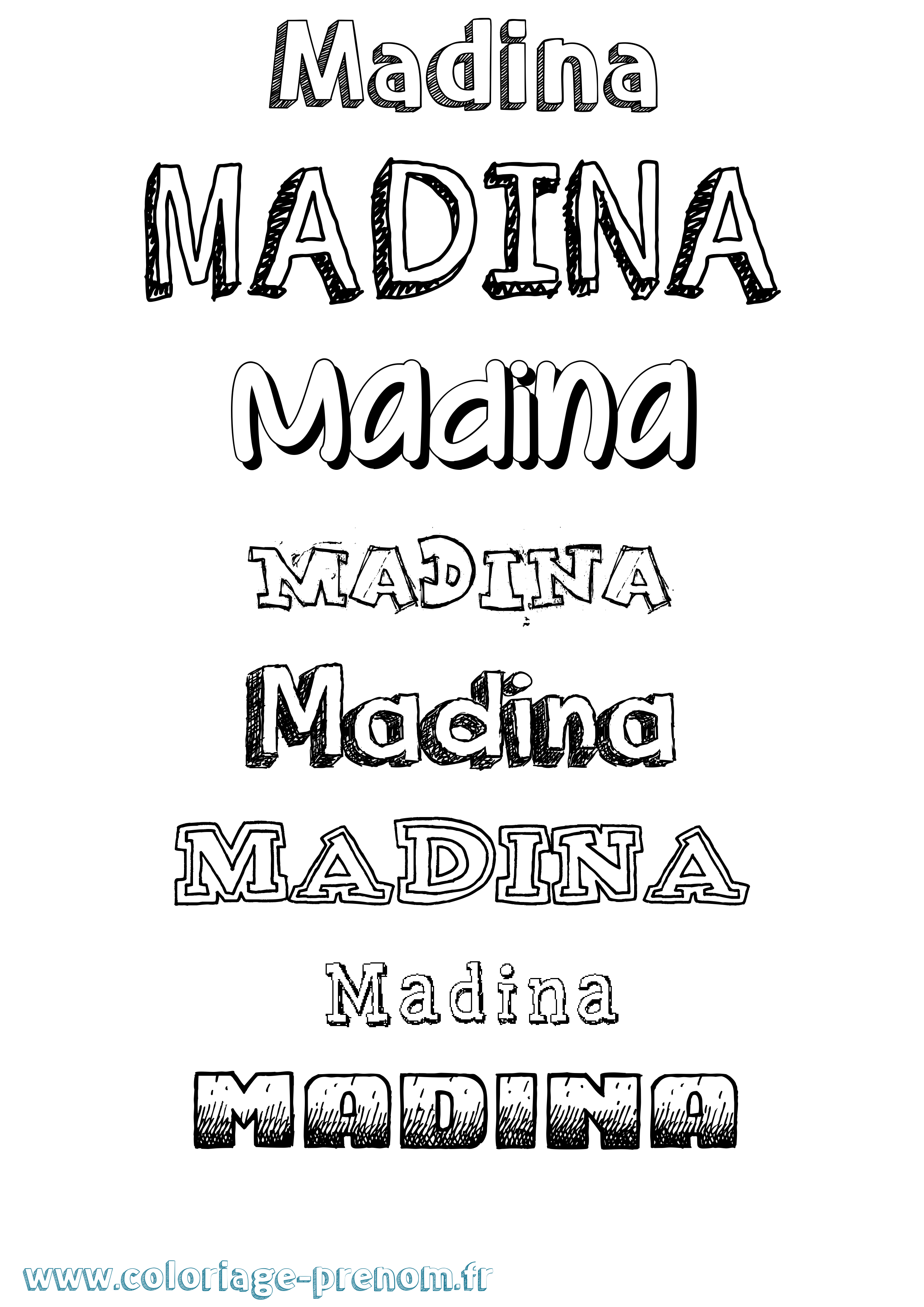 Coloriage Madina Coloriage prénom Madina