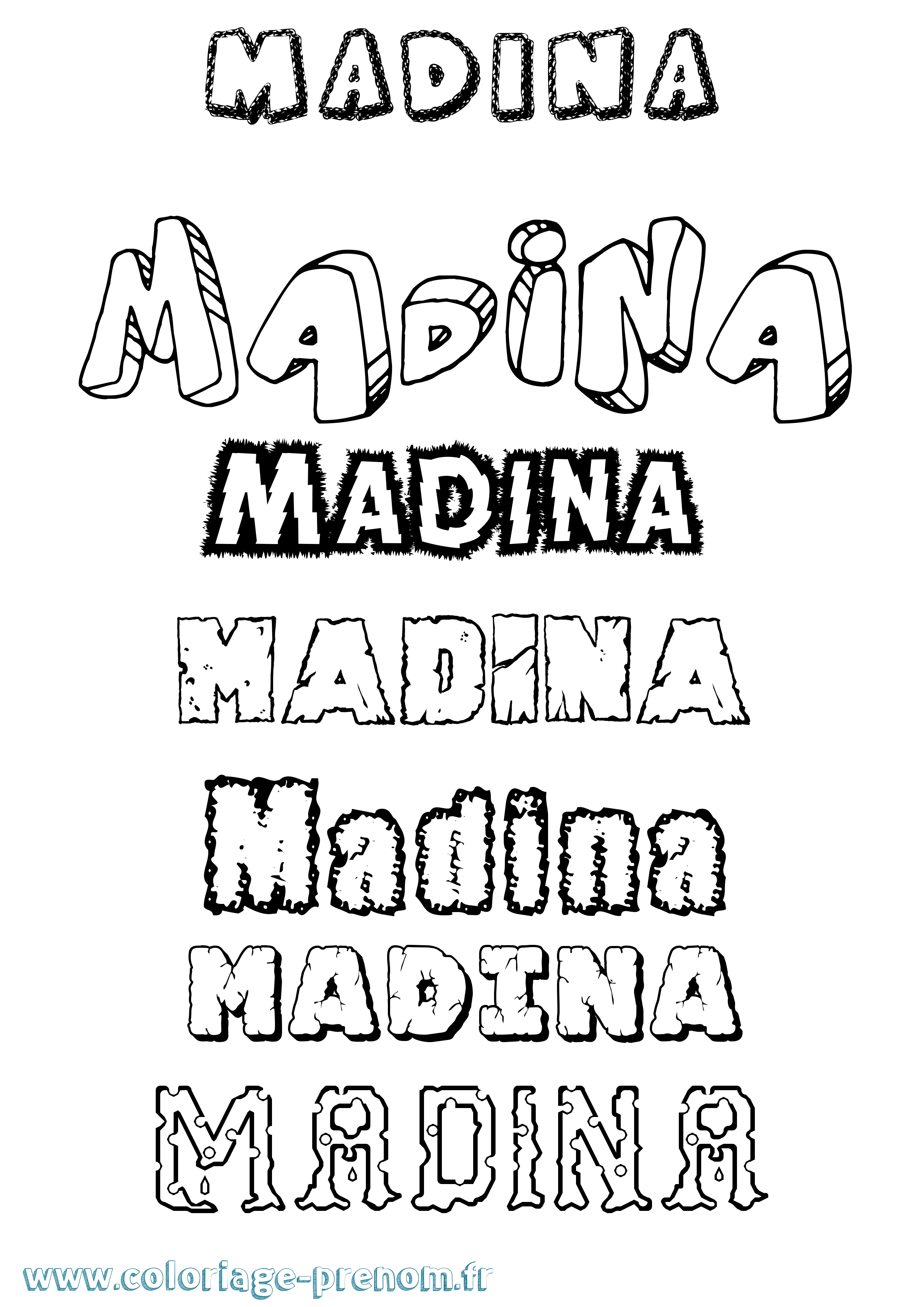 Coloriage Madina Coloriage prénom Madina