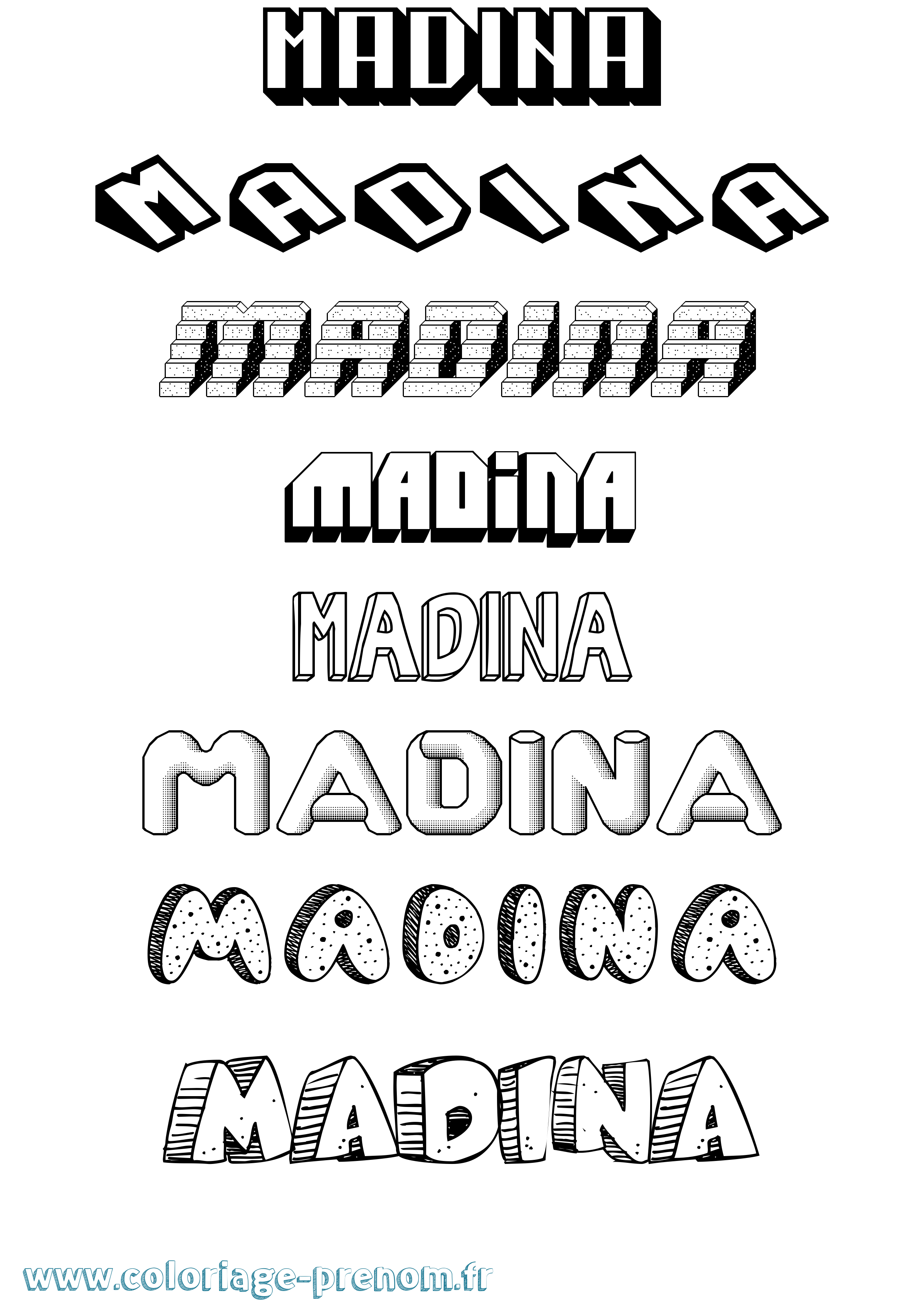 Coloriage Madina Coloriage prénom Madina