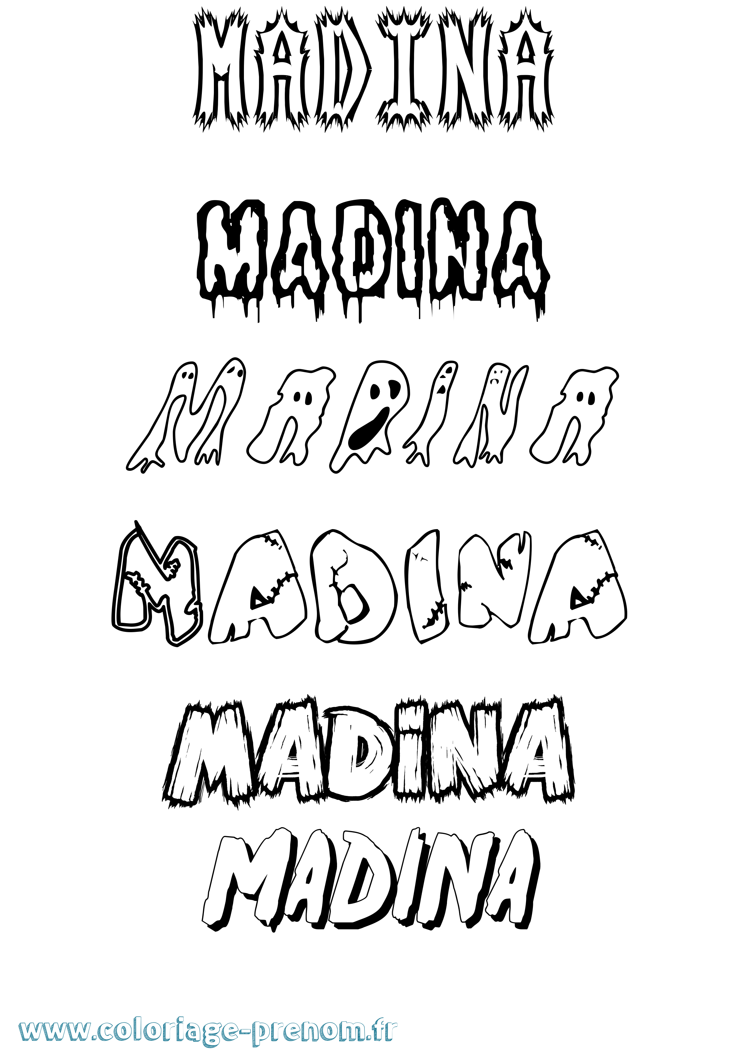 Coloriage Madina Coloriage prénom Madina
