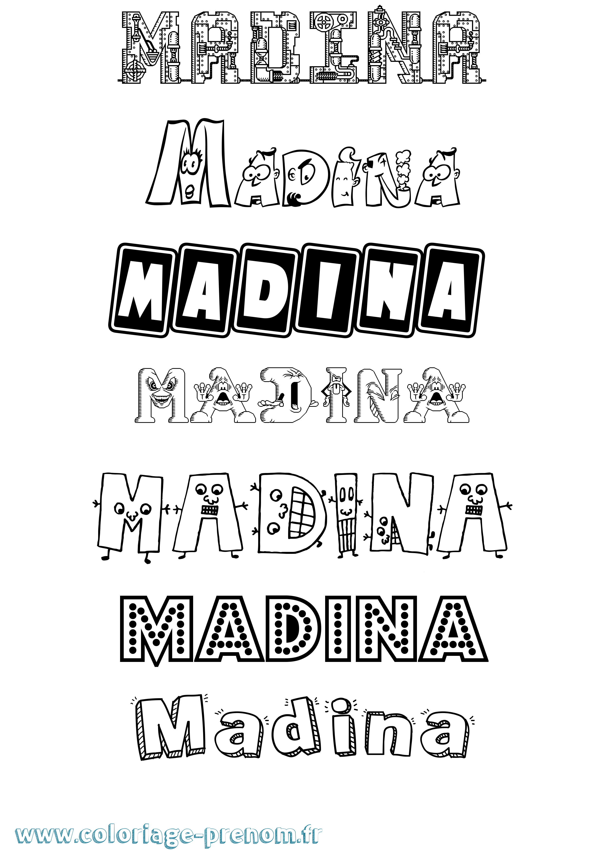 Coloriage Madina Coloriage prénom Madina