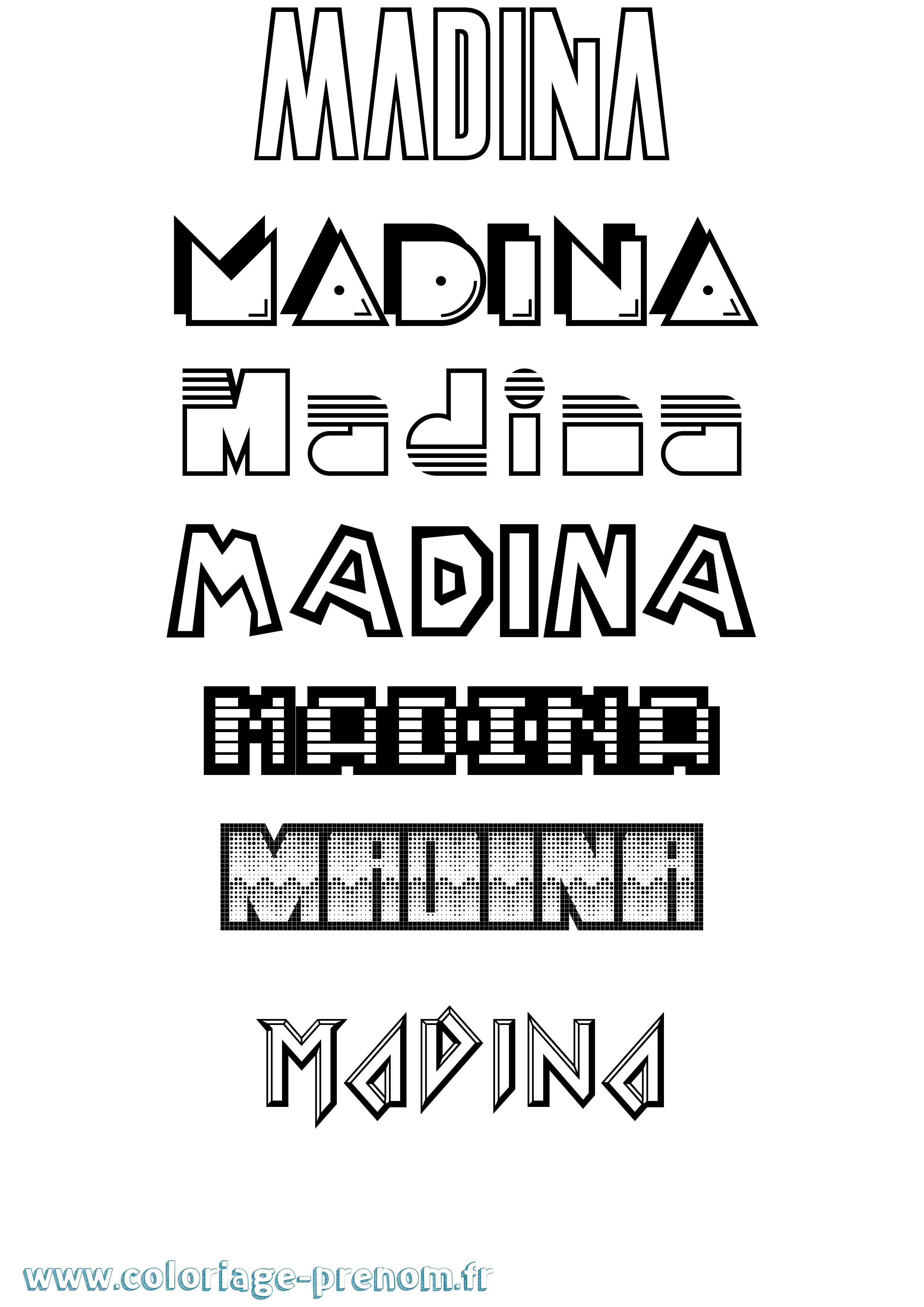 Coloriage Madina Coloriage prénom Madina