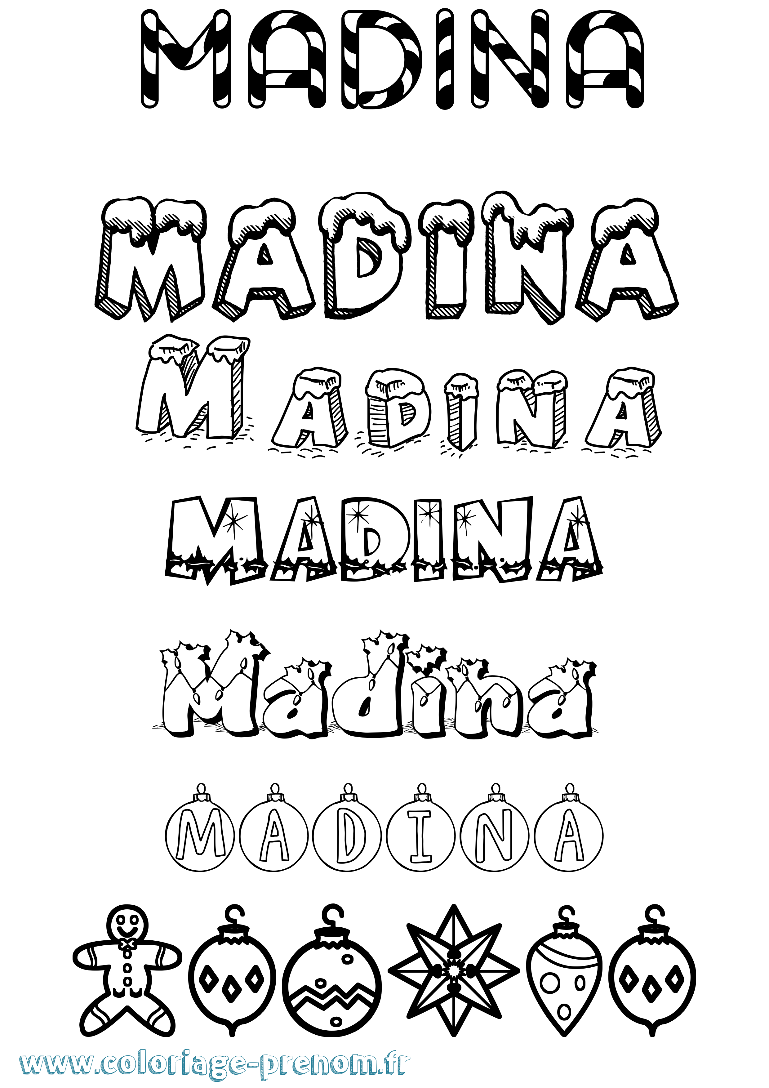 Coloriage Madina Coloriage prénom Madina