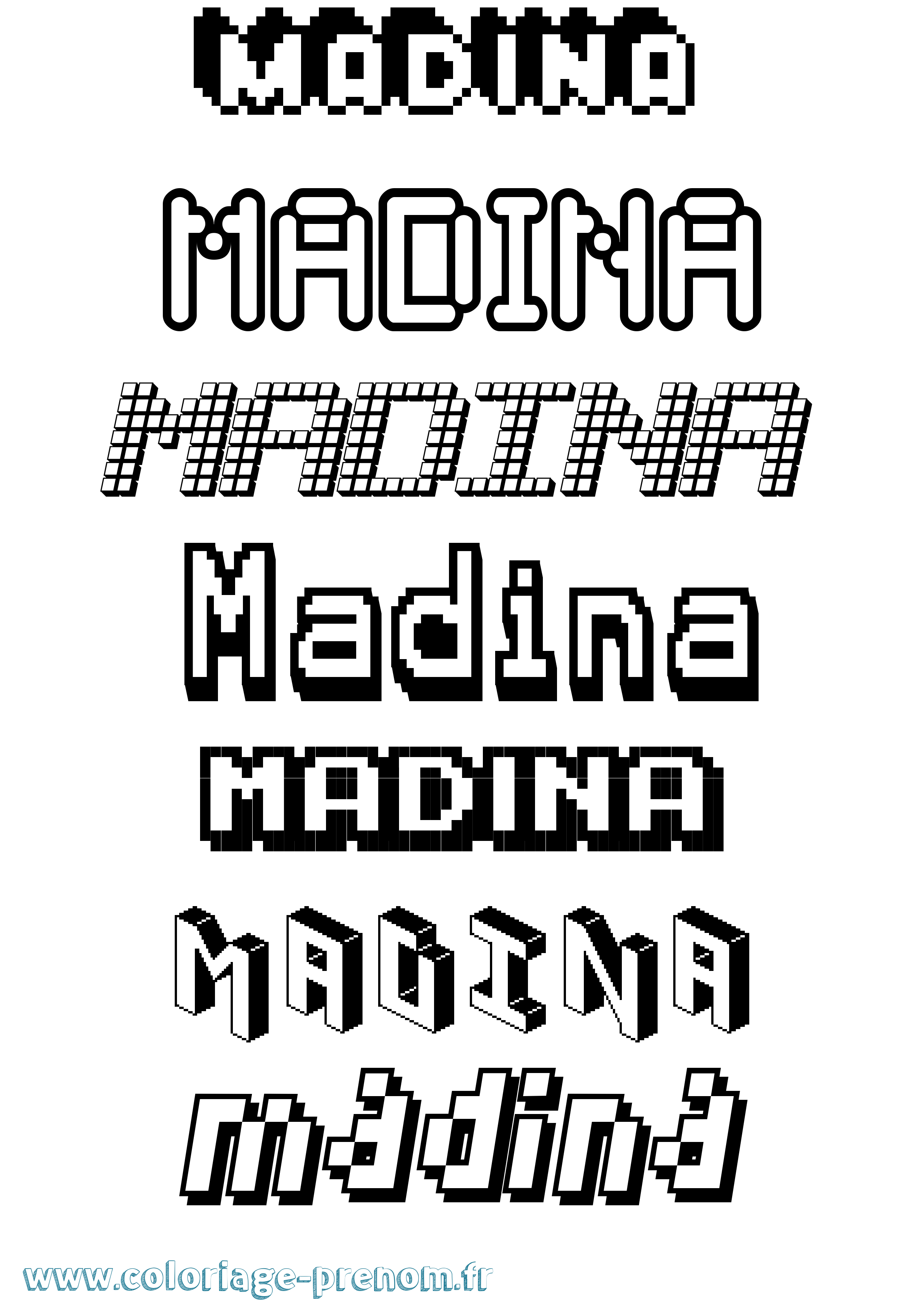 Coloriage Madina Coloriage prénom Madina