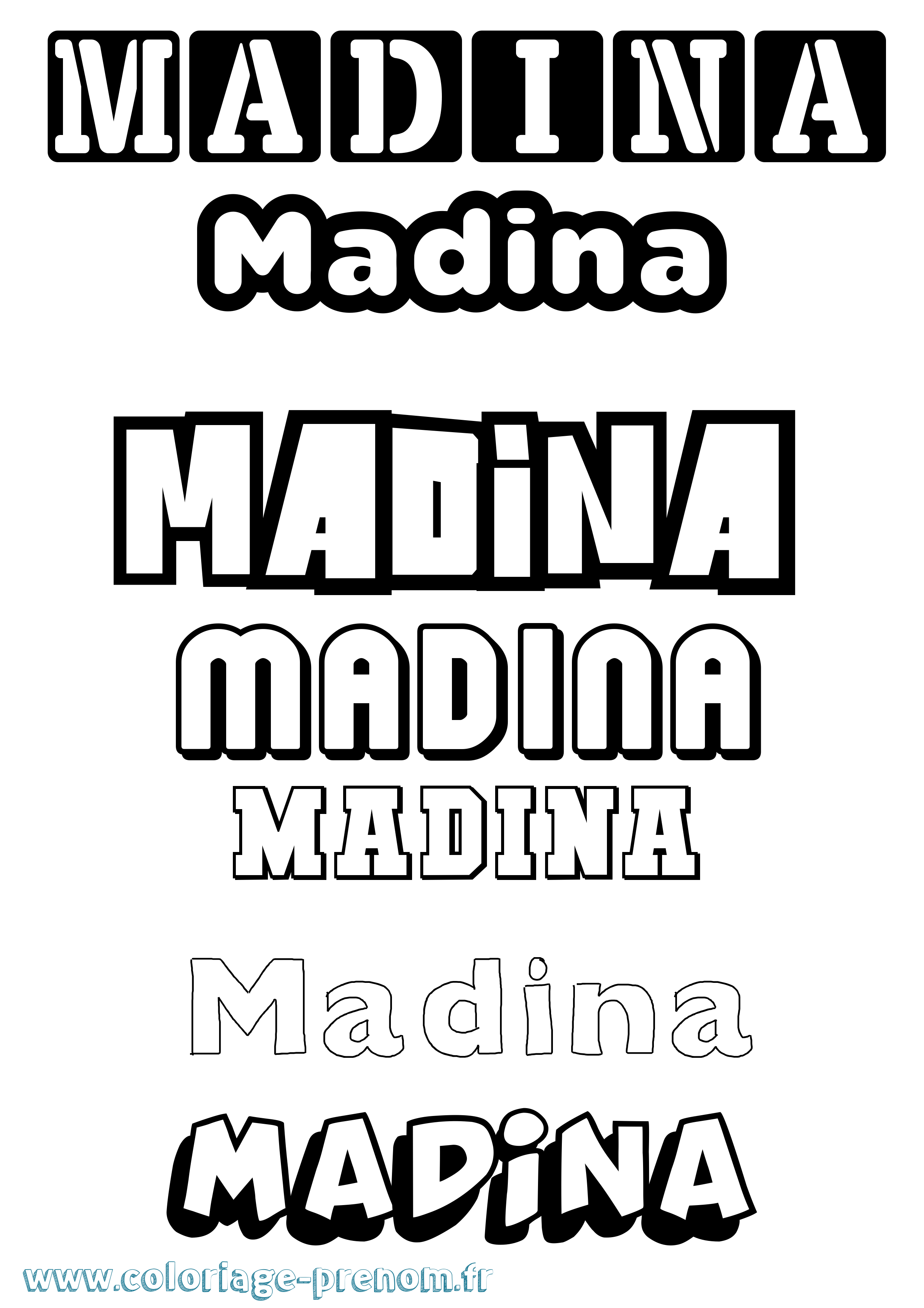 Coloriage Madina Coloriage prénom Madina
