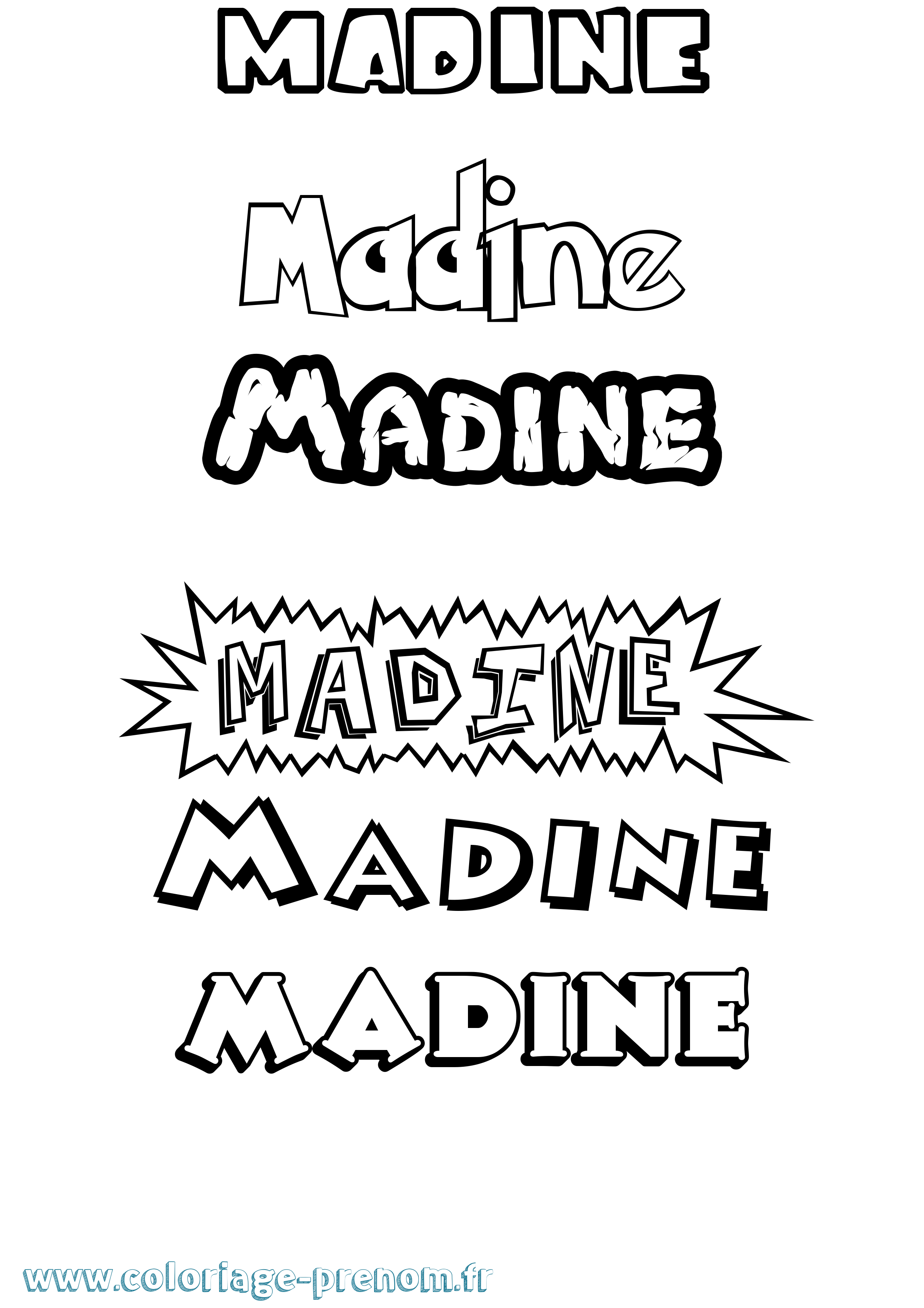 Coloriage prénom Madine Dessin Animé