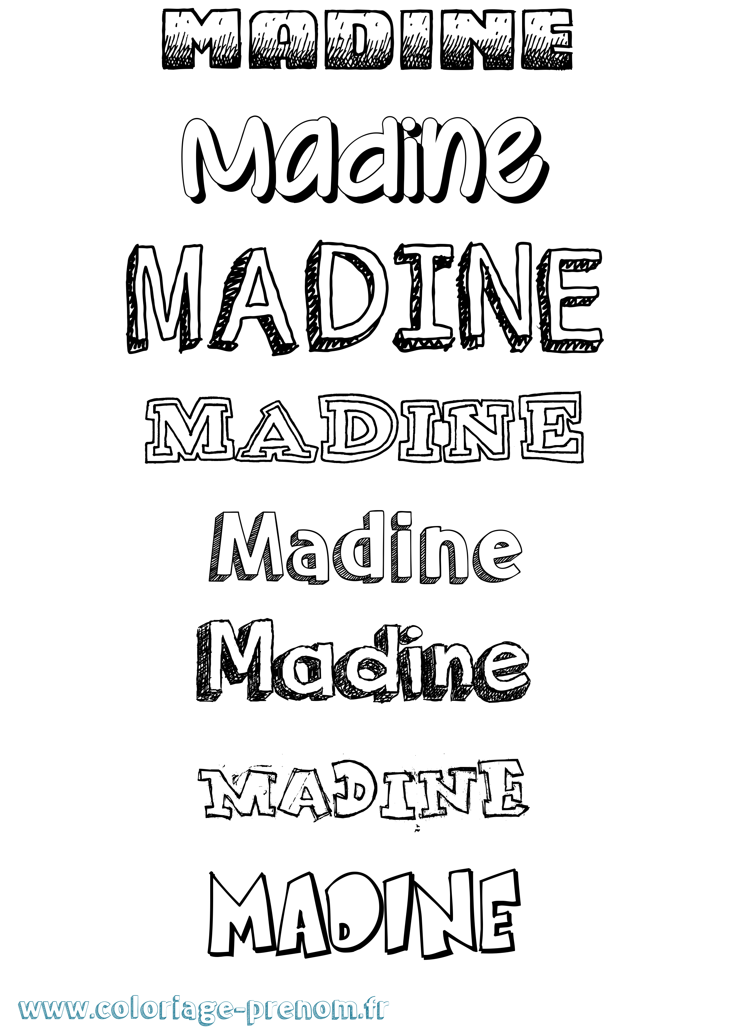 Coloriage prénom Madine Dessiné