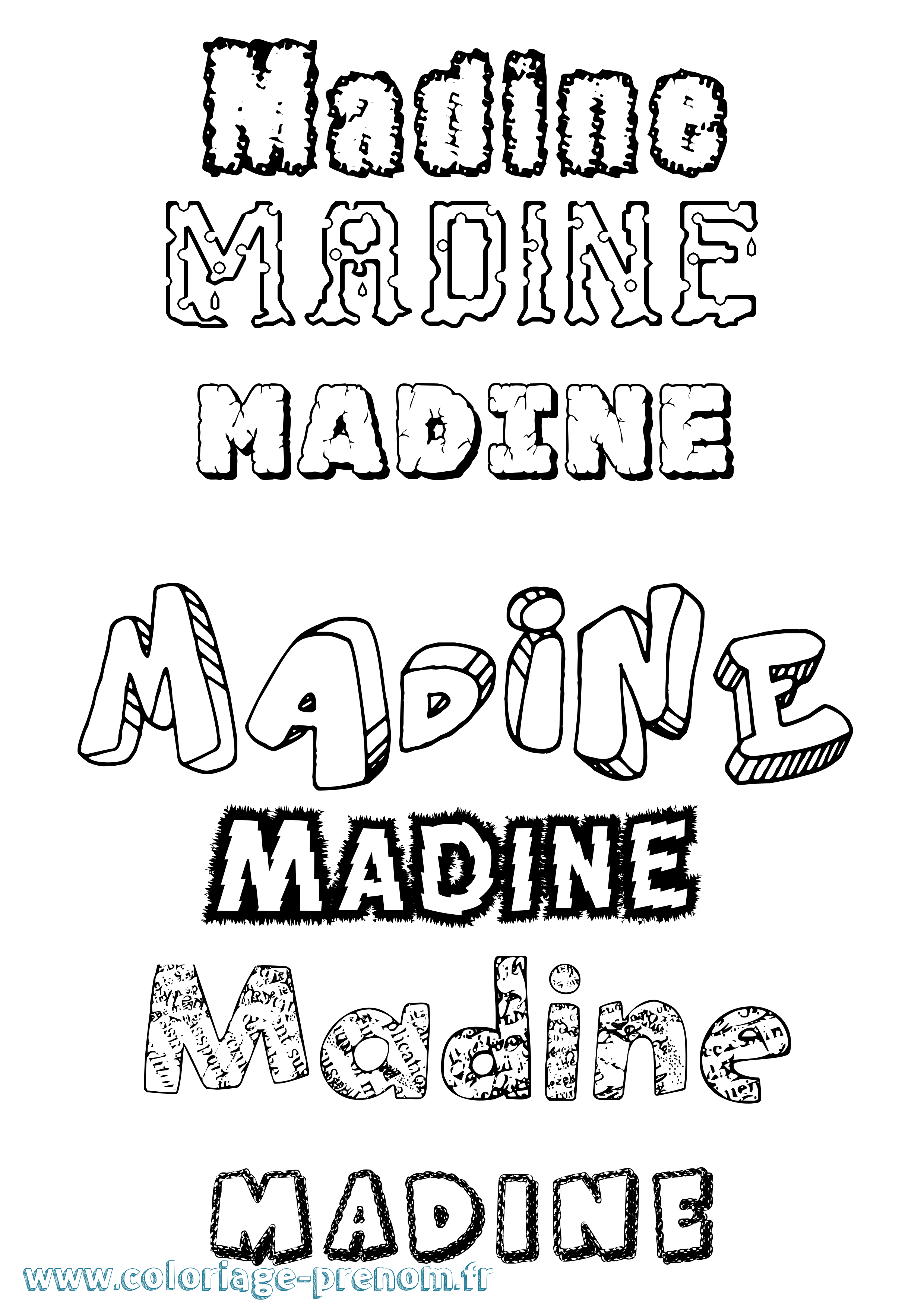 Coloriage prénom Madine Destructuré