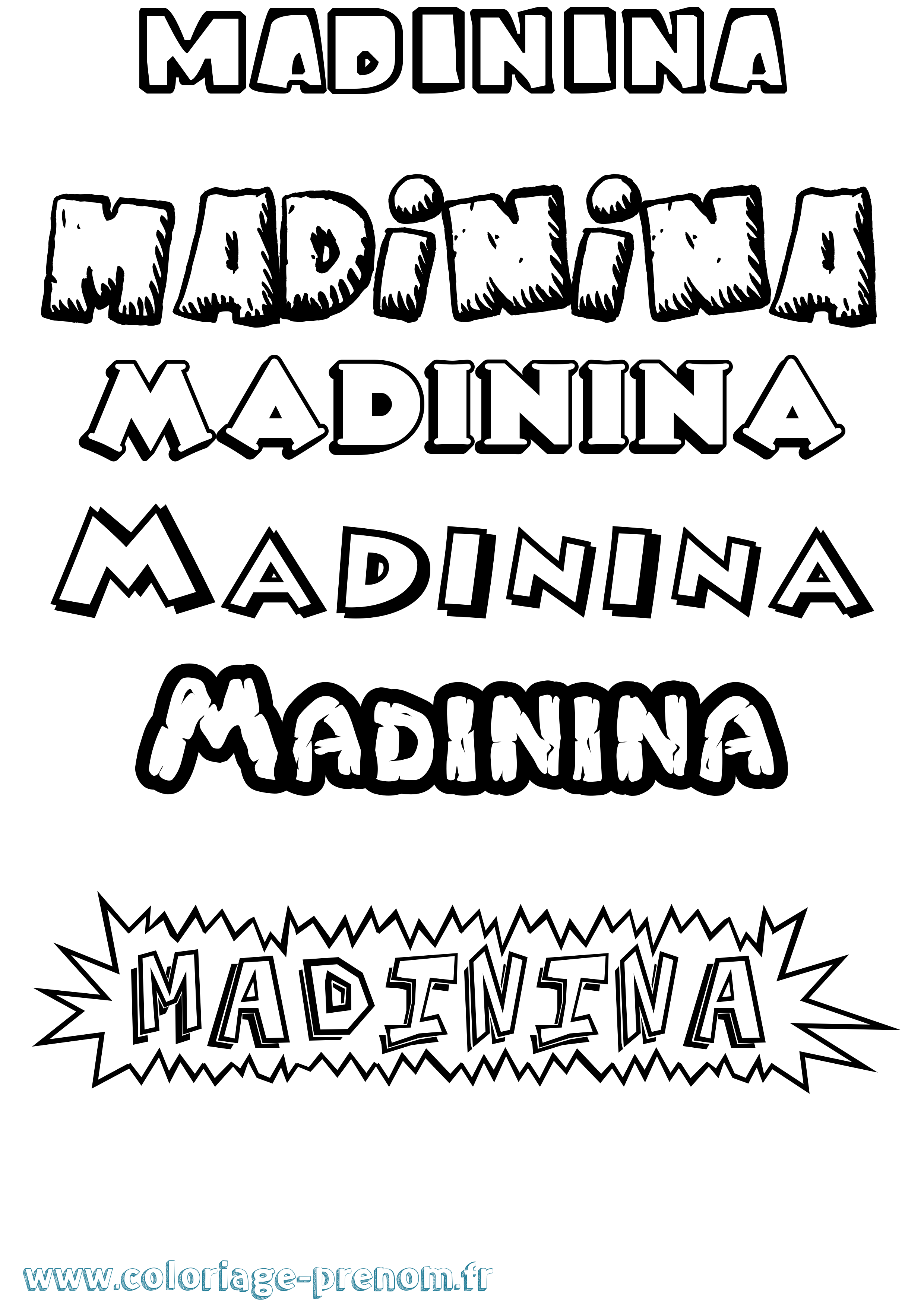 Coloriage prénom Madinina Dessin Animé