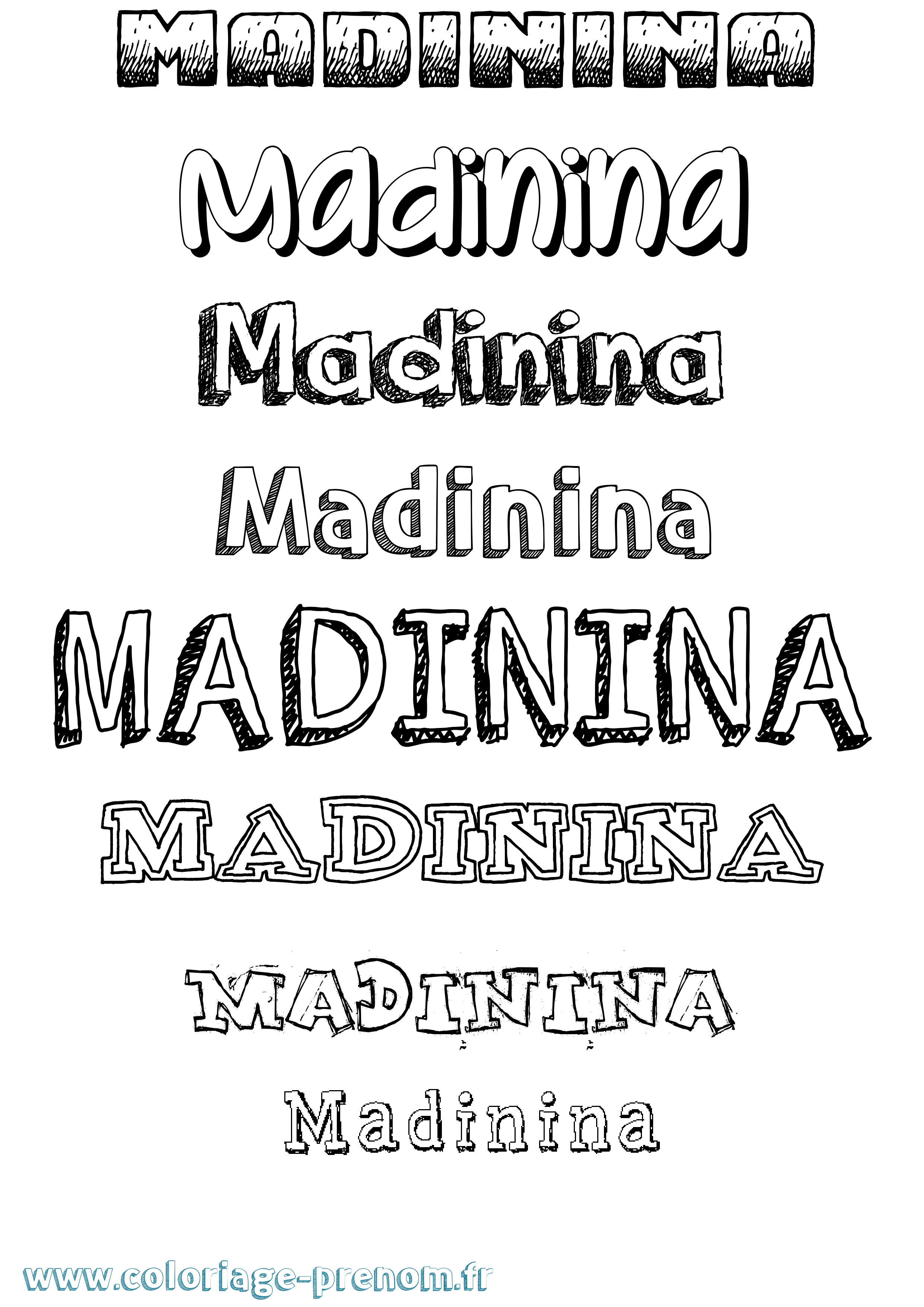 Coloriage prénom Madinina Dessiné