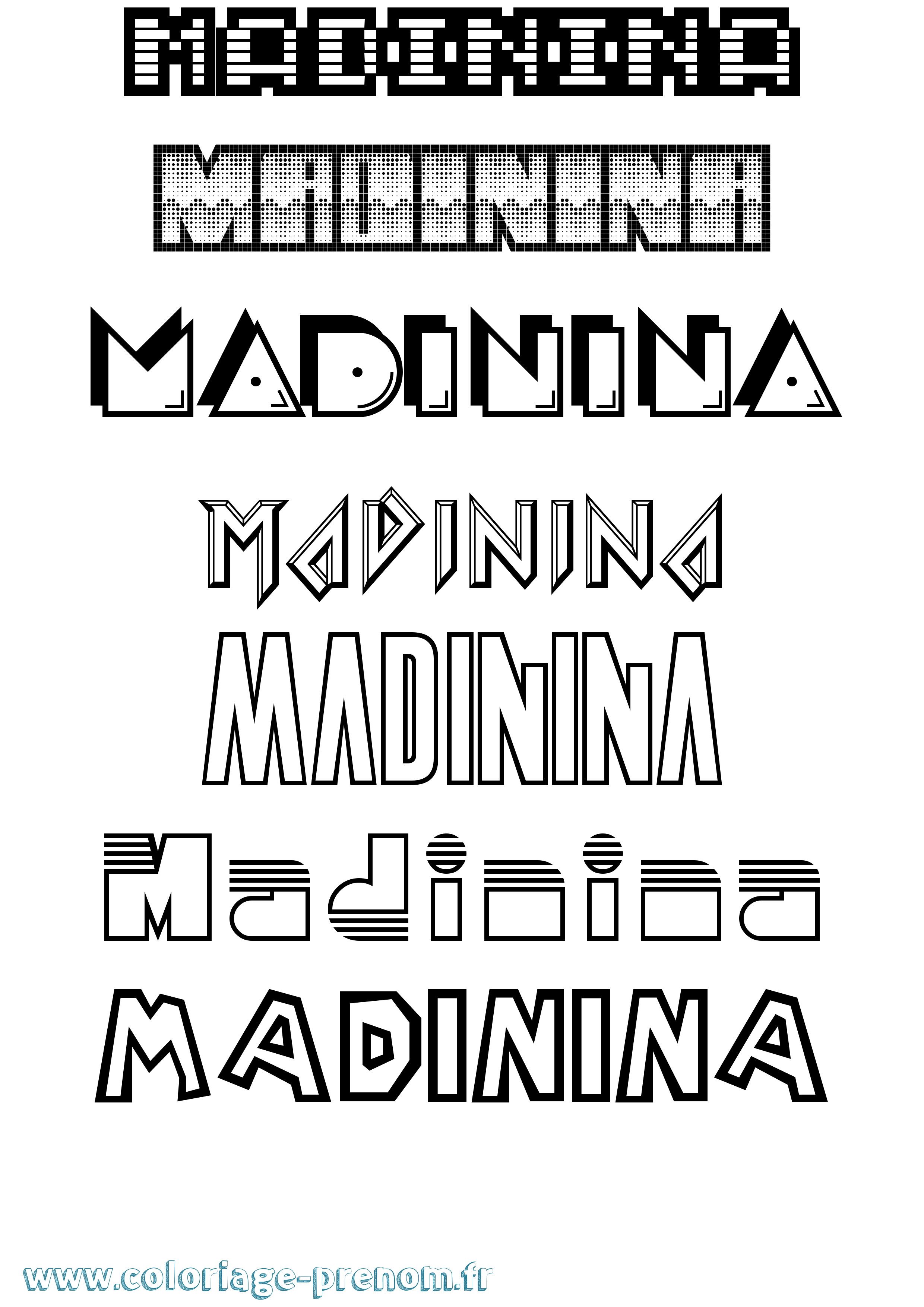 Coloriage prénom Madinina Jeux Vidéos