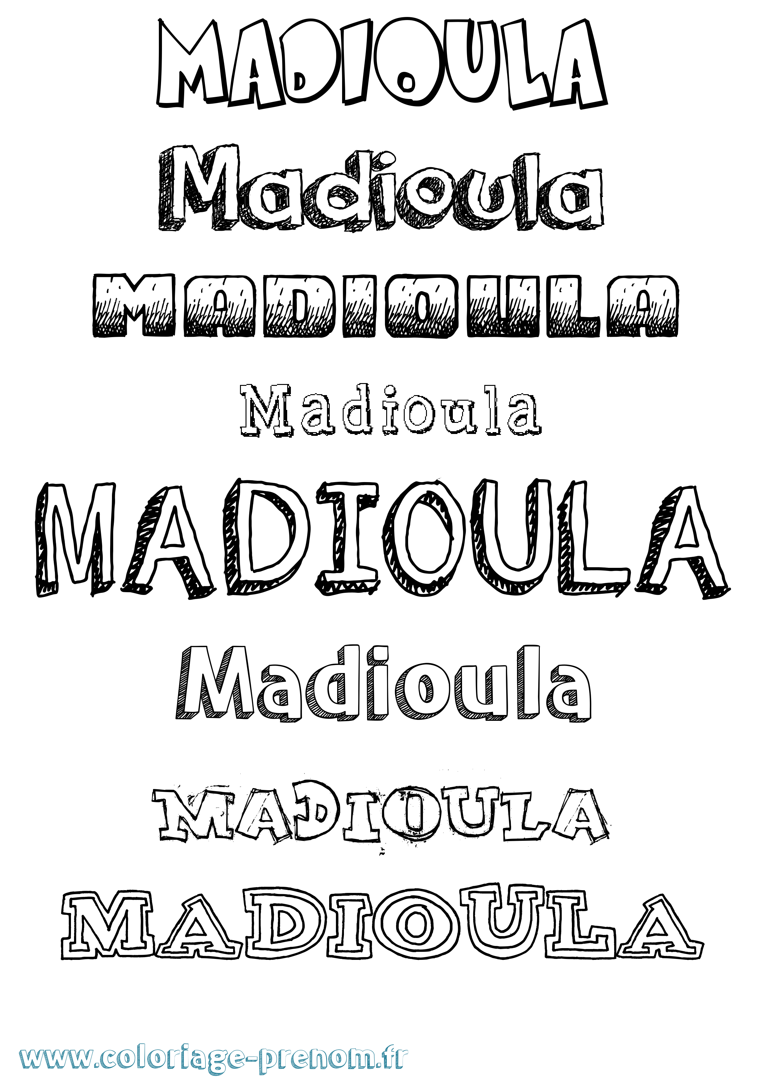 Coloriage prénom Madioula Dessiné