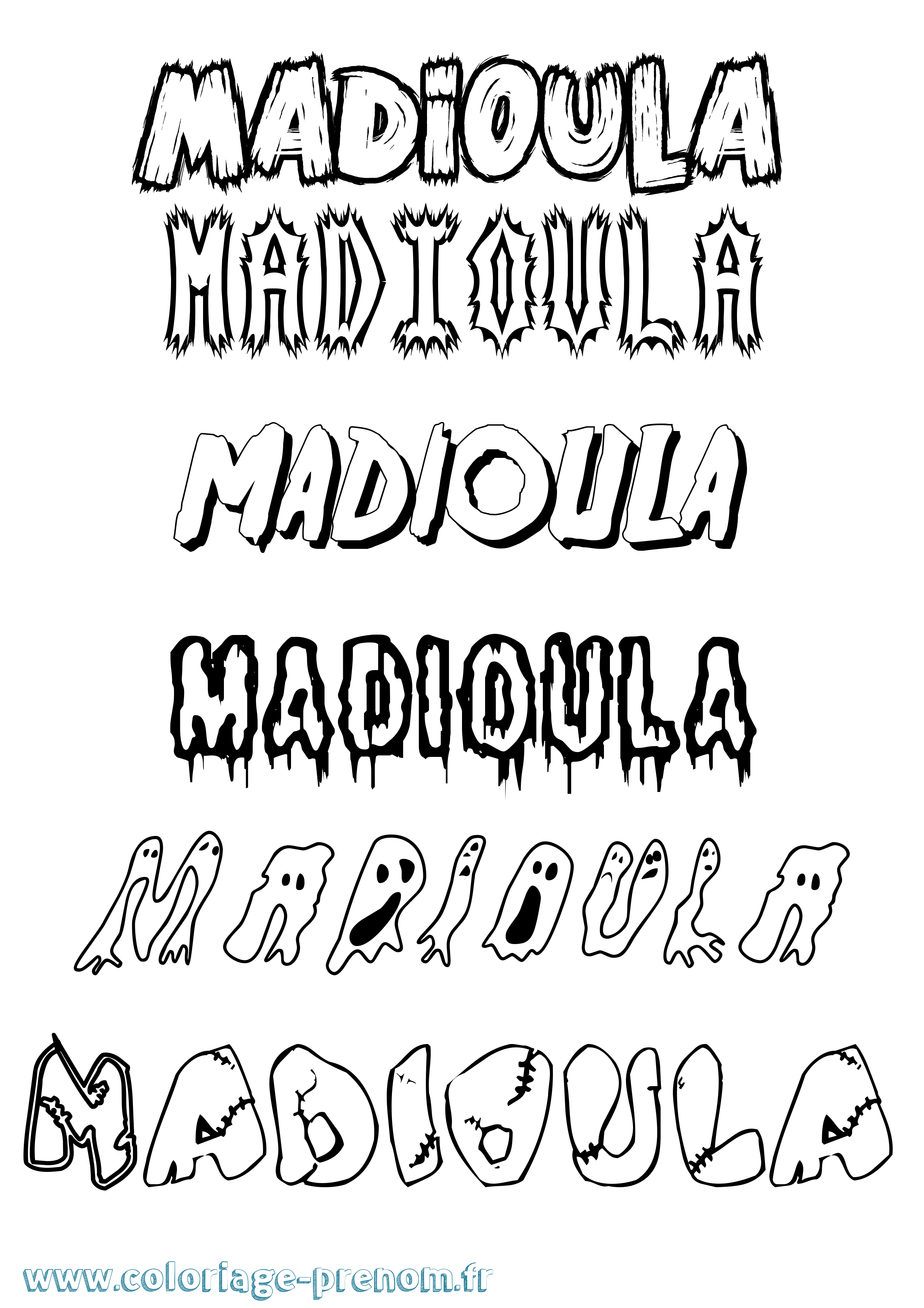 Coloriage prénom Madioula Frisson