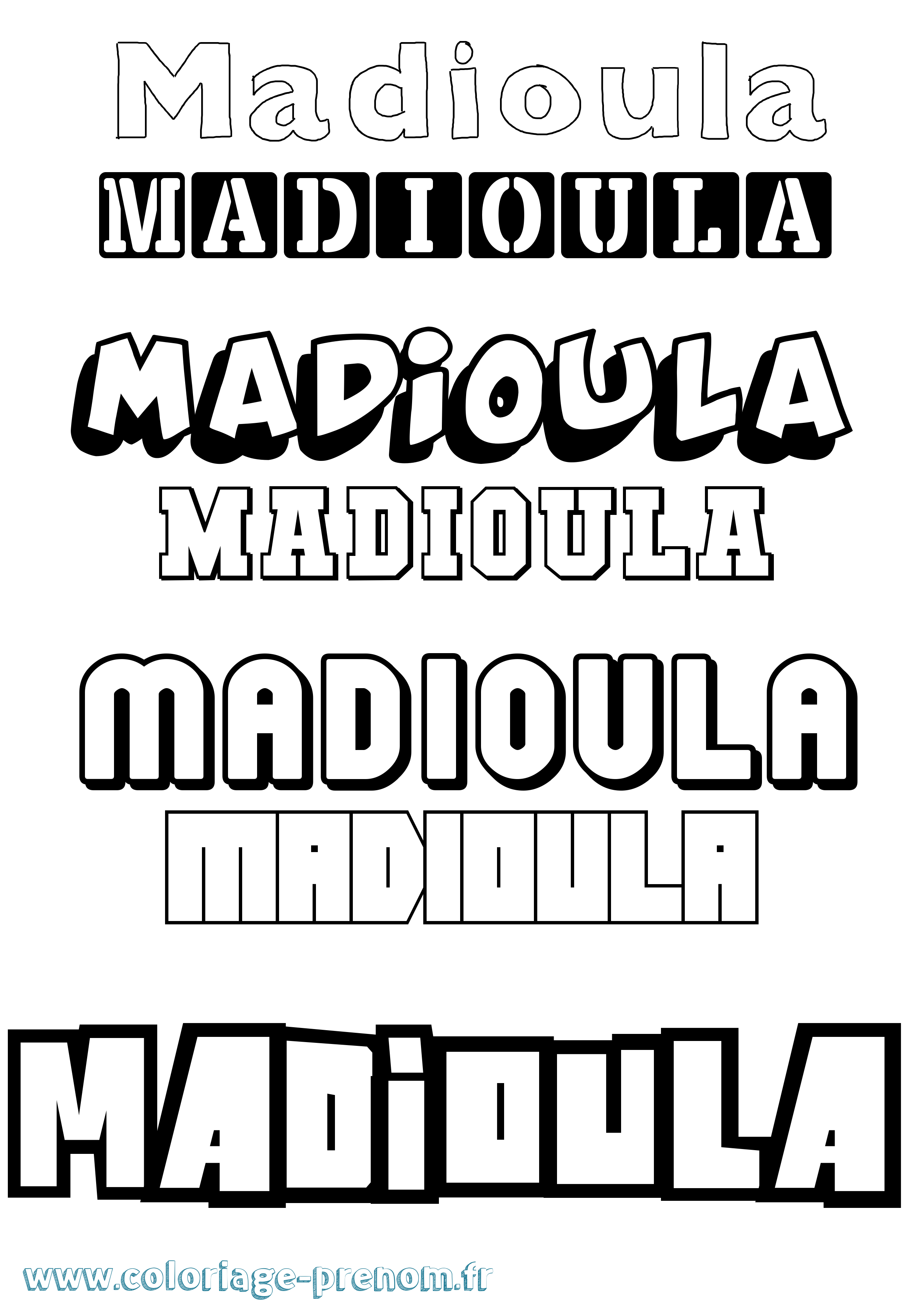 Coloriage prénom Madioula Simple