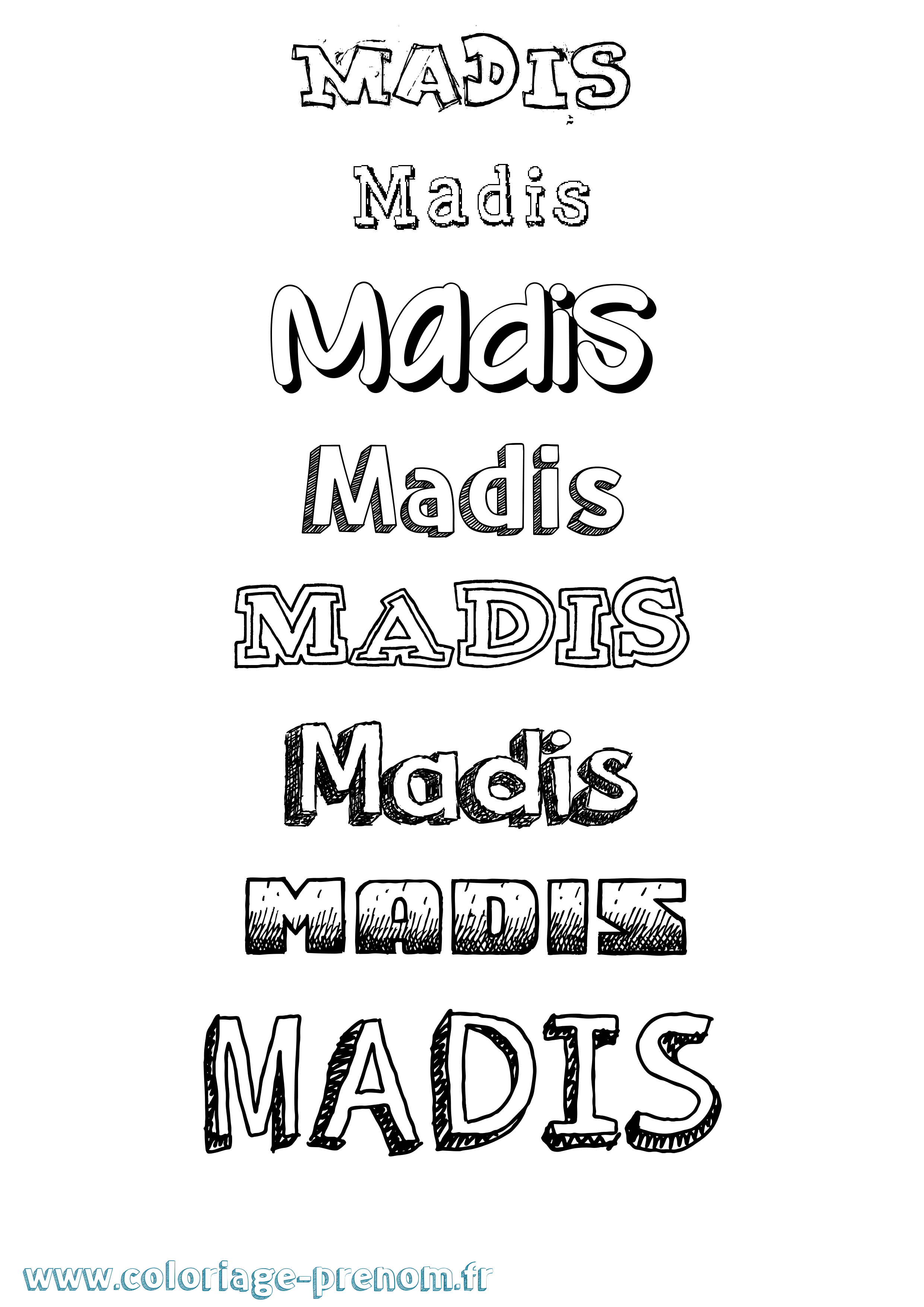 Coloriage prénom Madis Dessiné