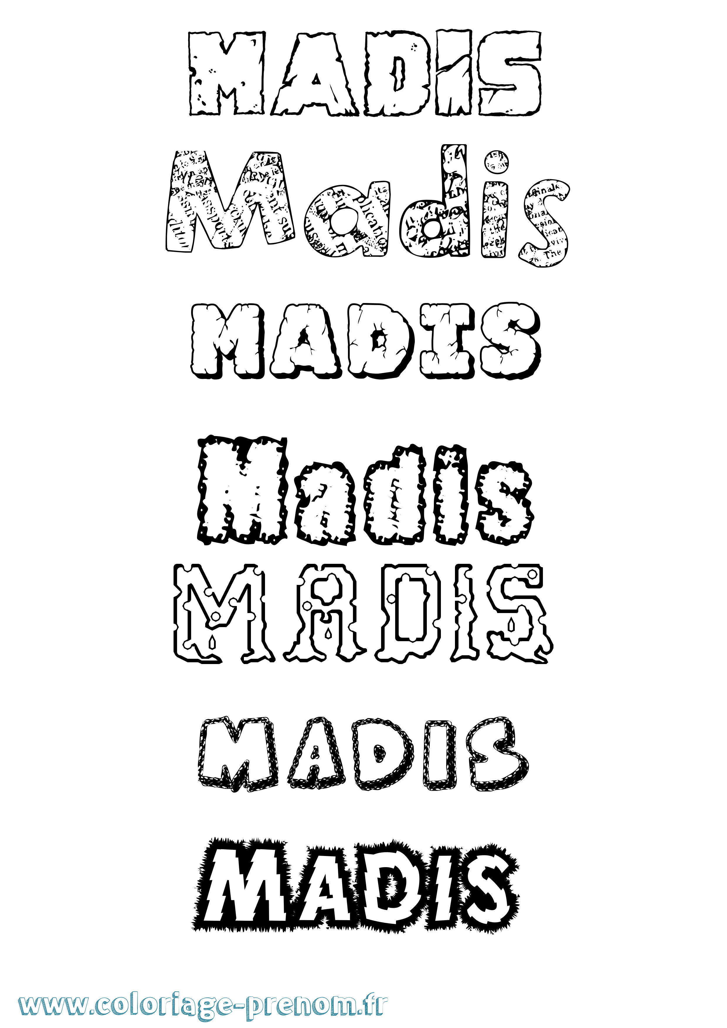 Coloriage prénom Madis Destructuré
