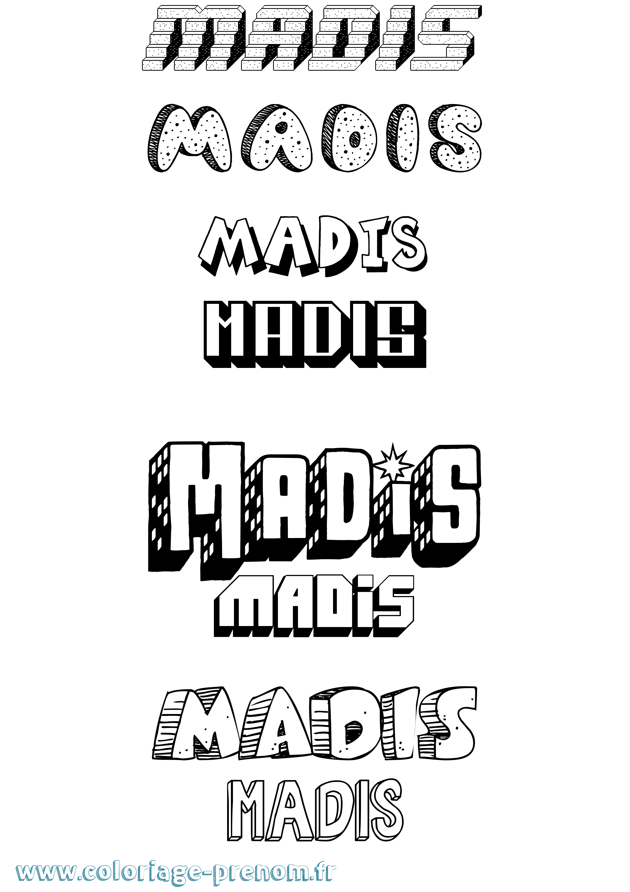 Coloriage prénom Madis Effet 3D