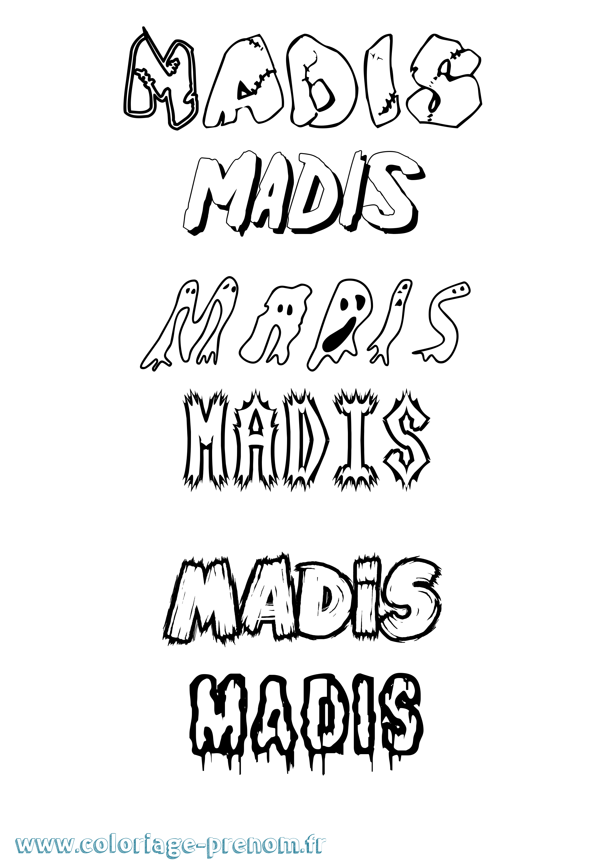 Coloriage prénom Madis Frisson