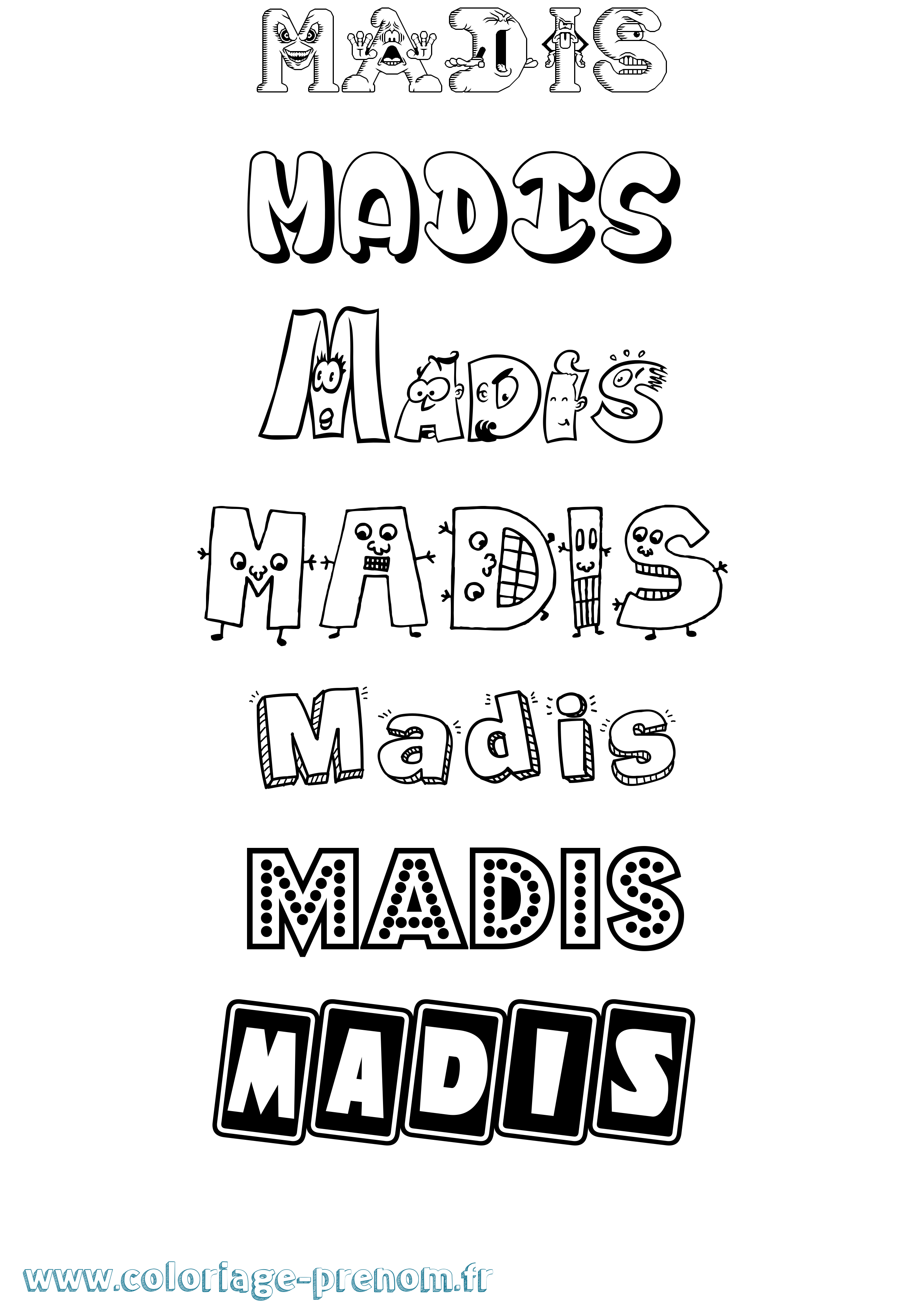 Coloriage prénom Madis Fun