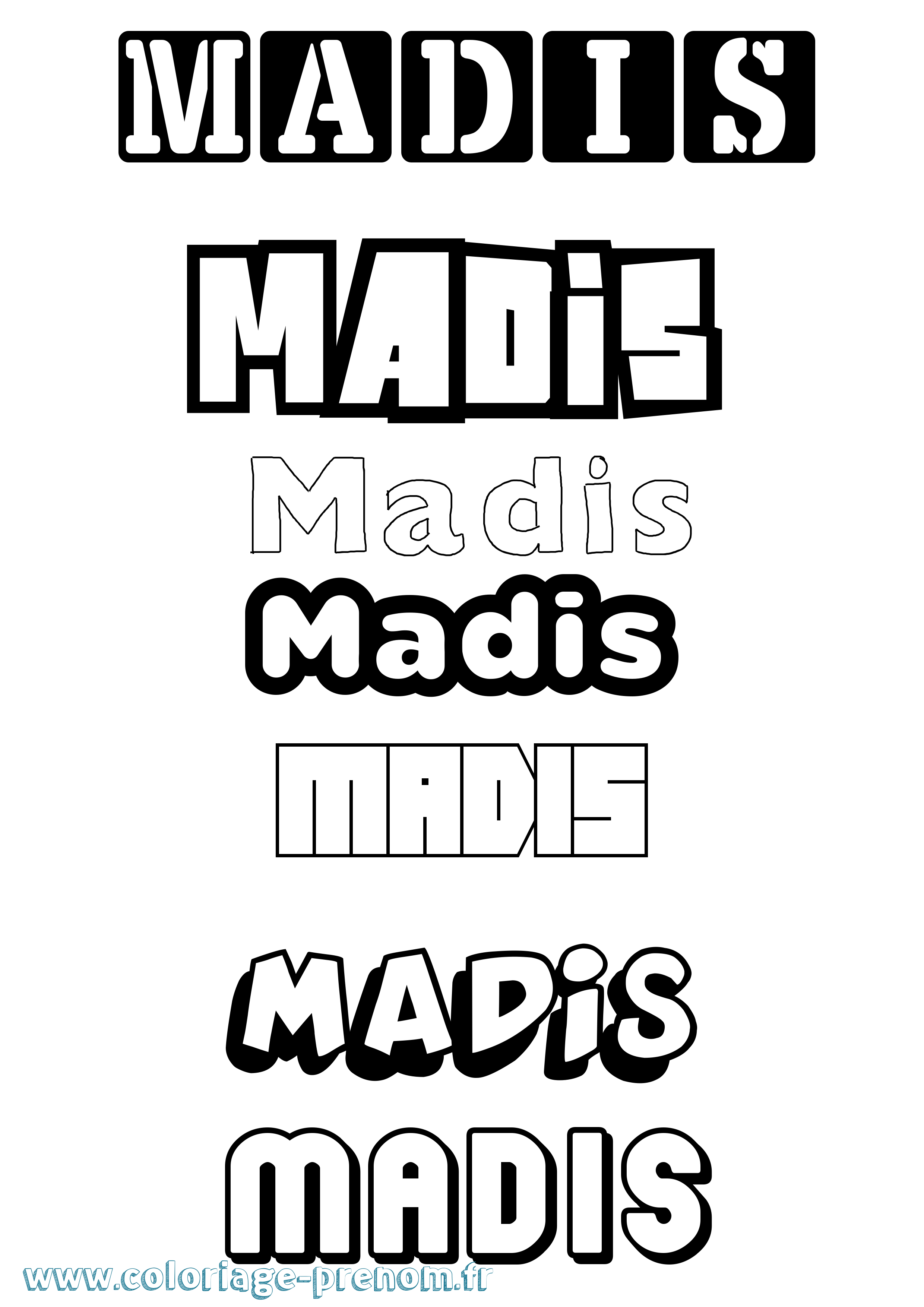 Coloriage prénom Madis Simple