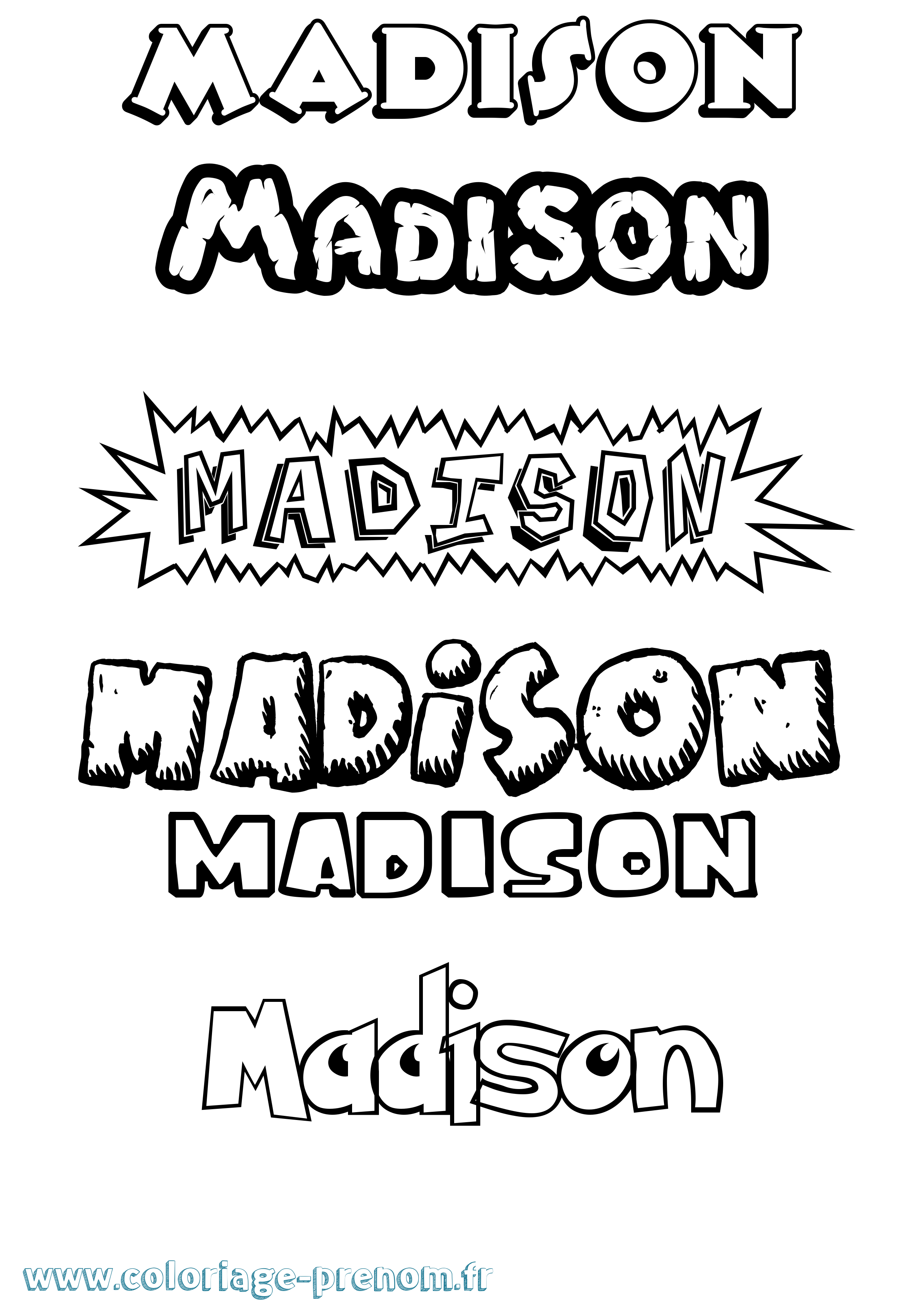 Coloriage prénom Madison Dessin Animé