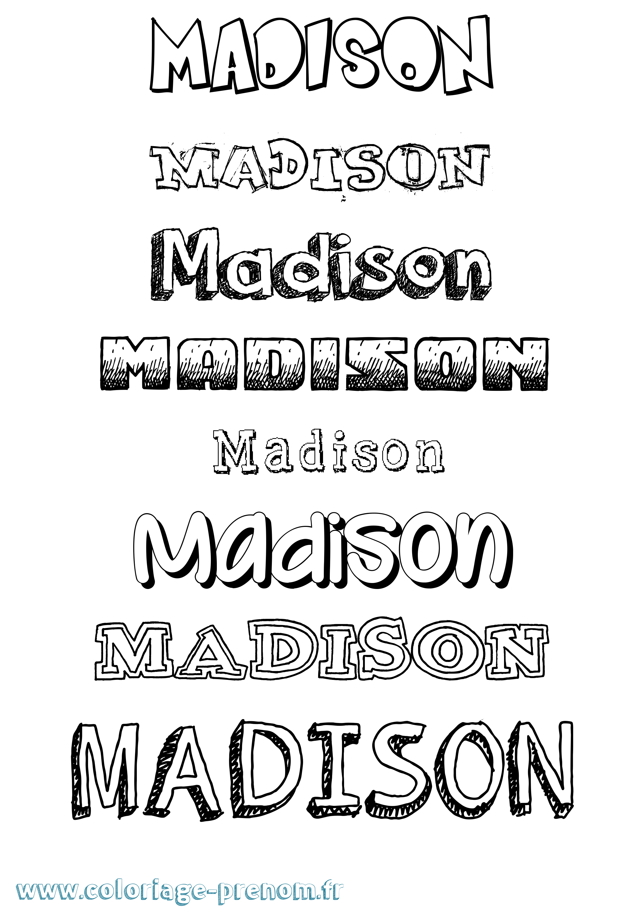 Coloriage prénom Madison Dessiné