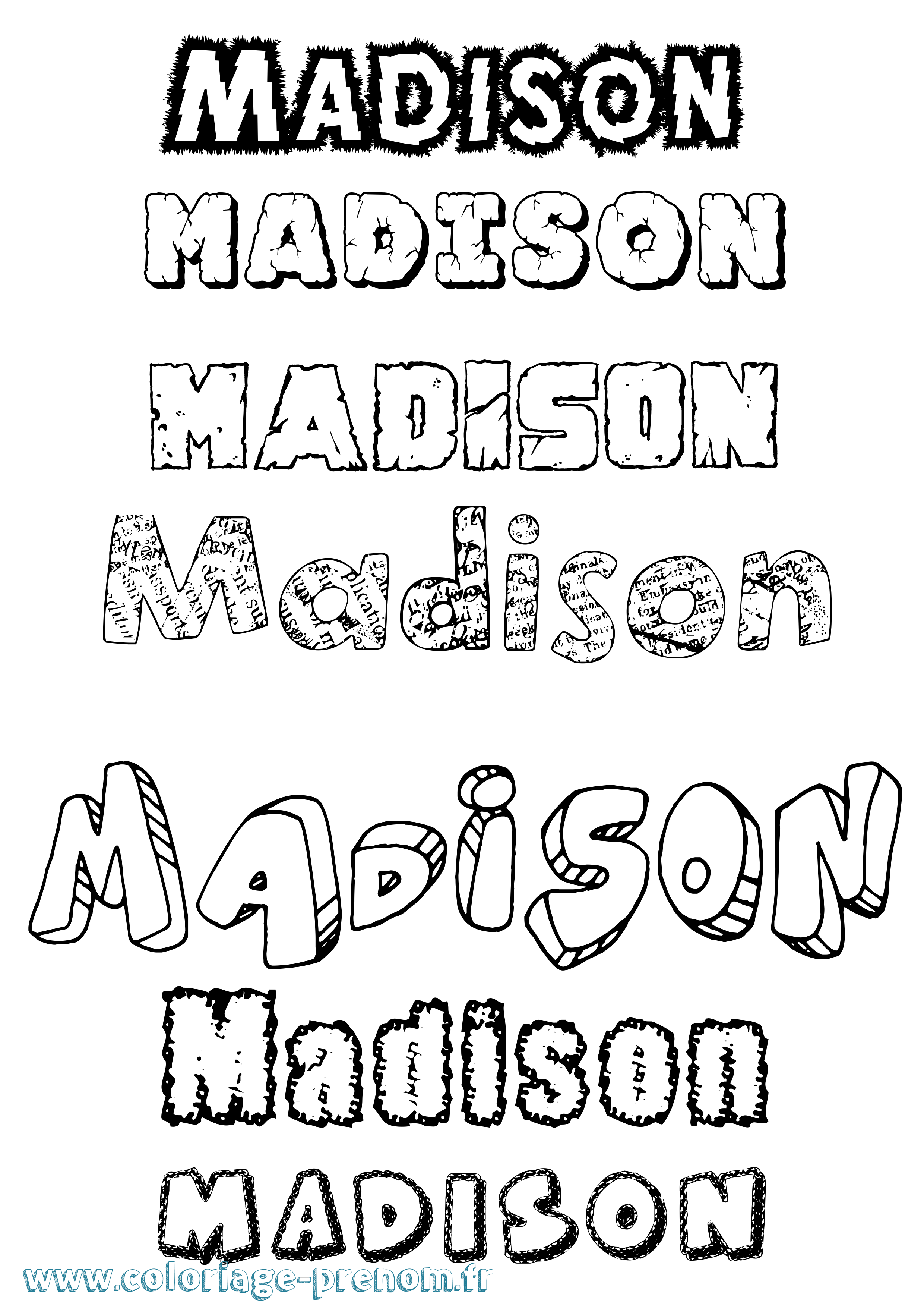 Coloriage prénom Madison Destructuré