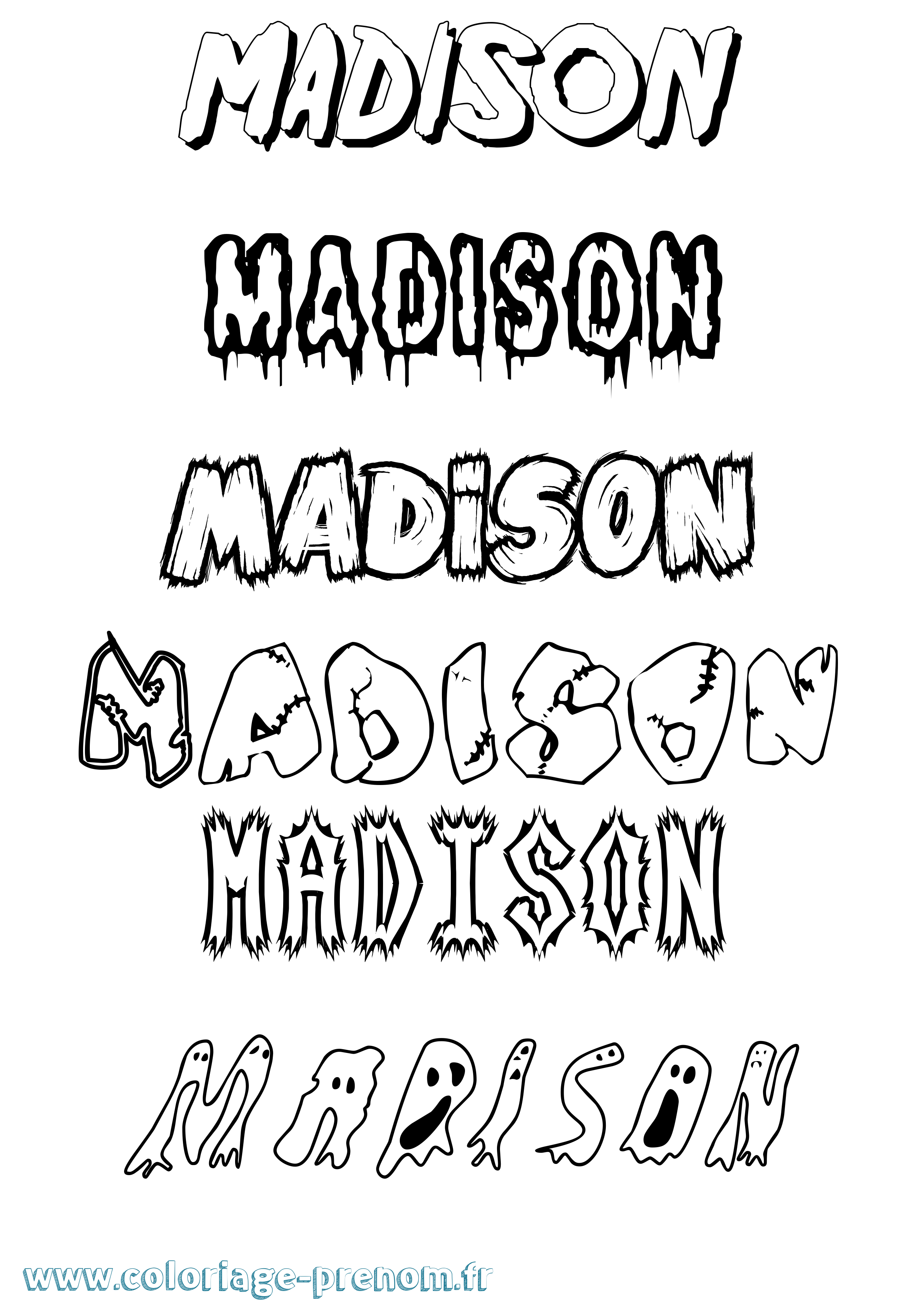 Coloriage prénom Madison Frisson
