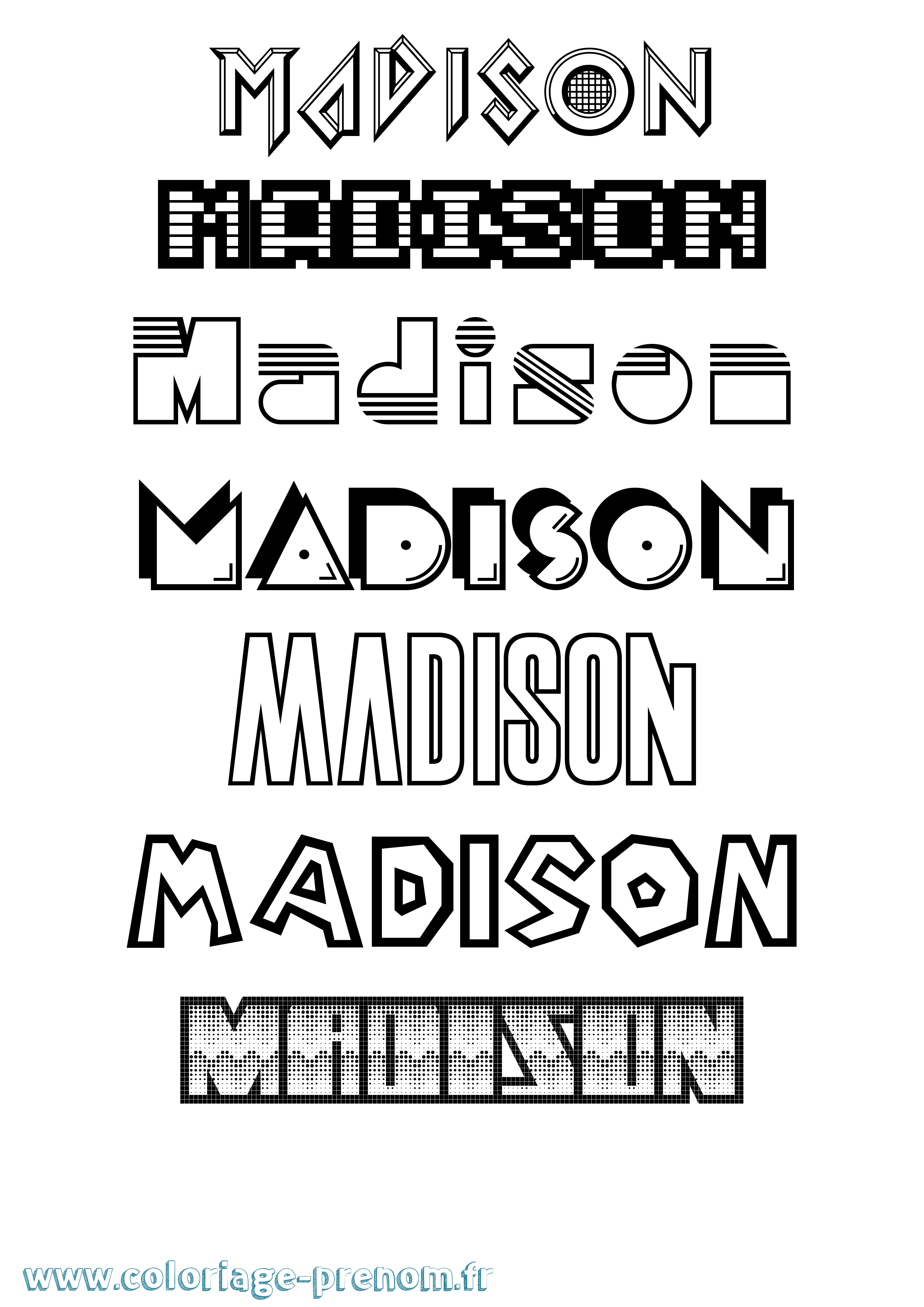 Coloriage prénom Madison Jeux Vidéos