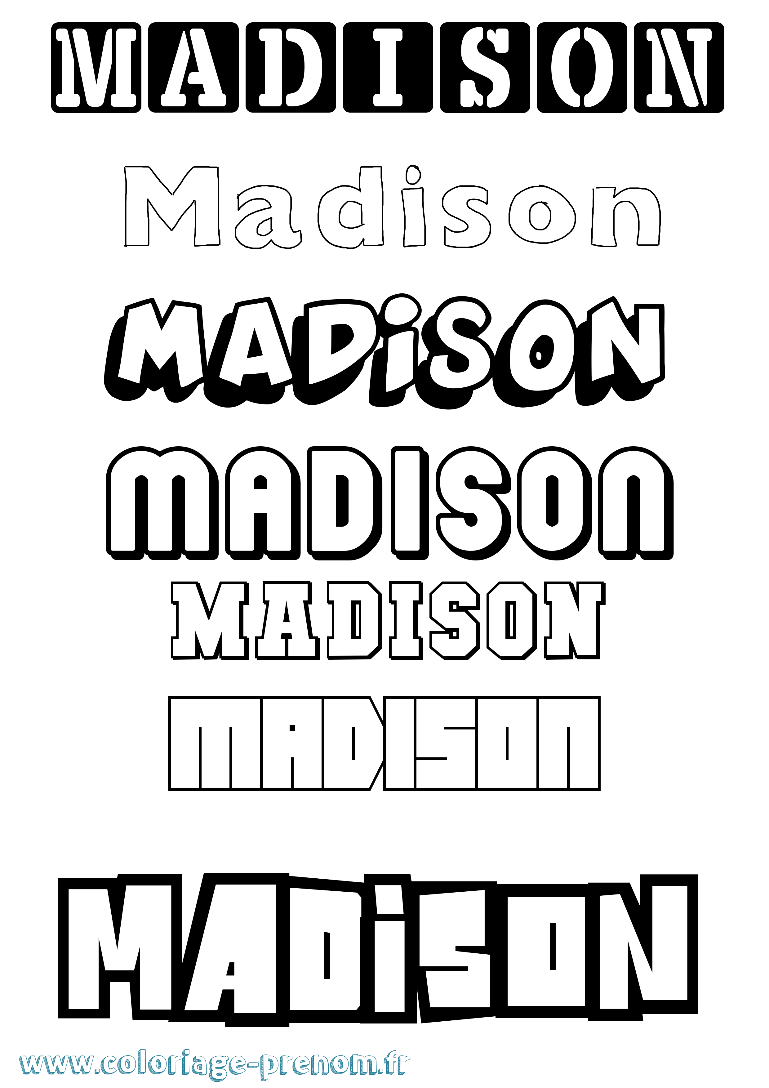 Coloriage prénom Madison Simple