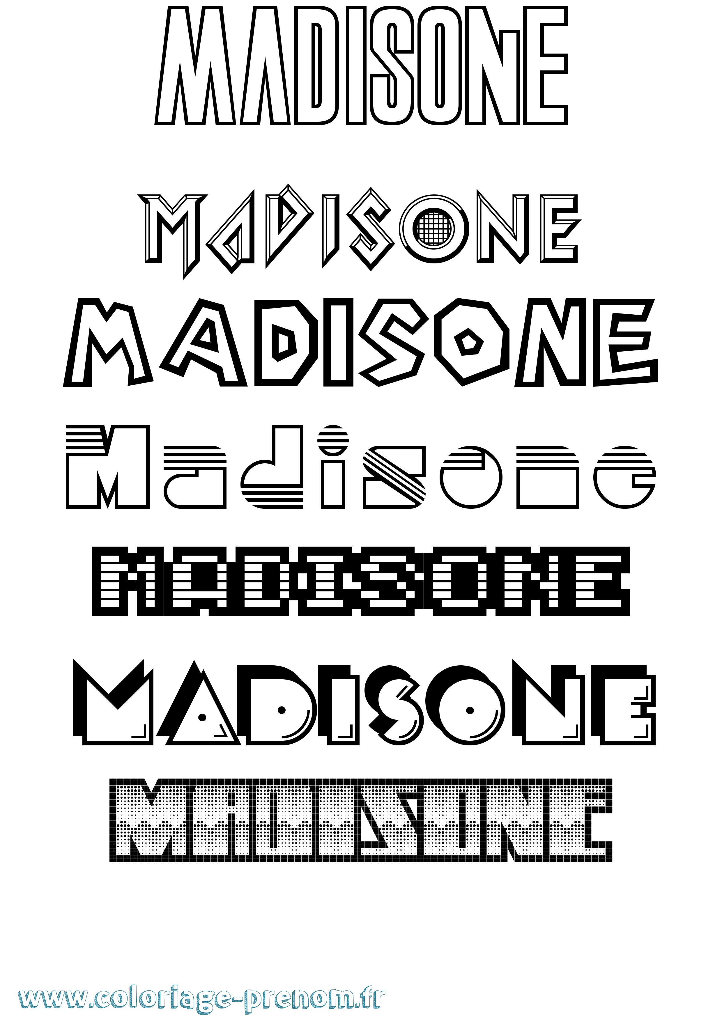 Coloriage prénom Madisone Jeux Vidéos