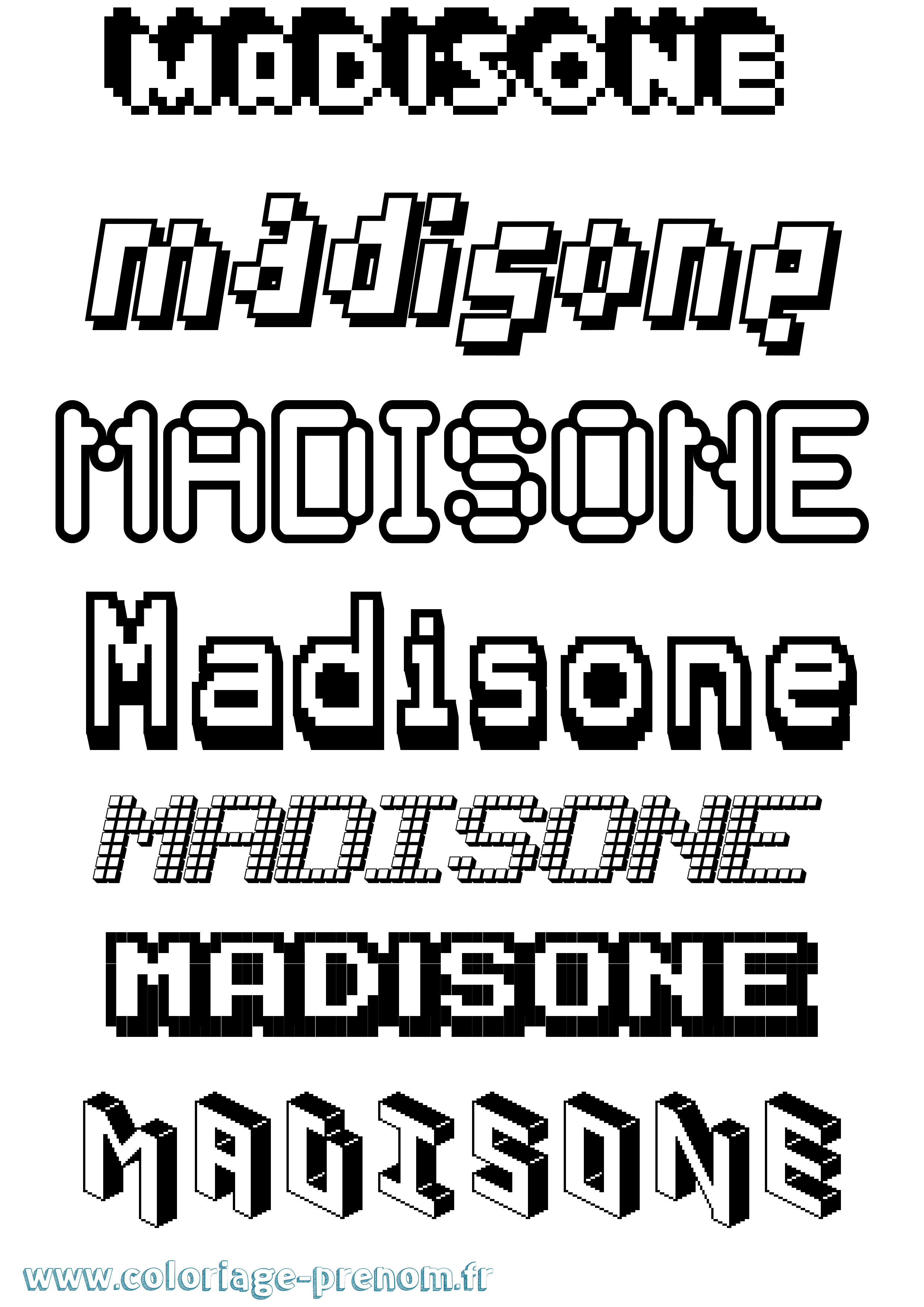 Coloriage prénom Madisone Pixel