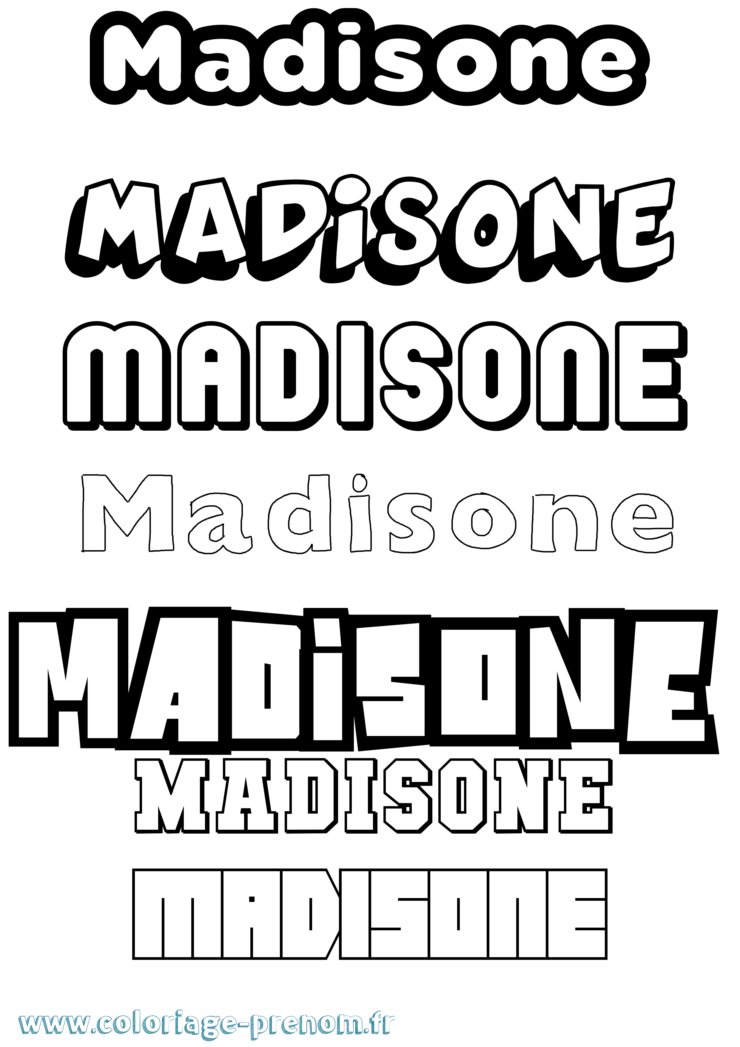 Coloriage prénom Madisone Simple