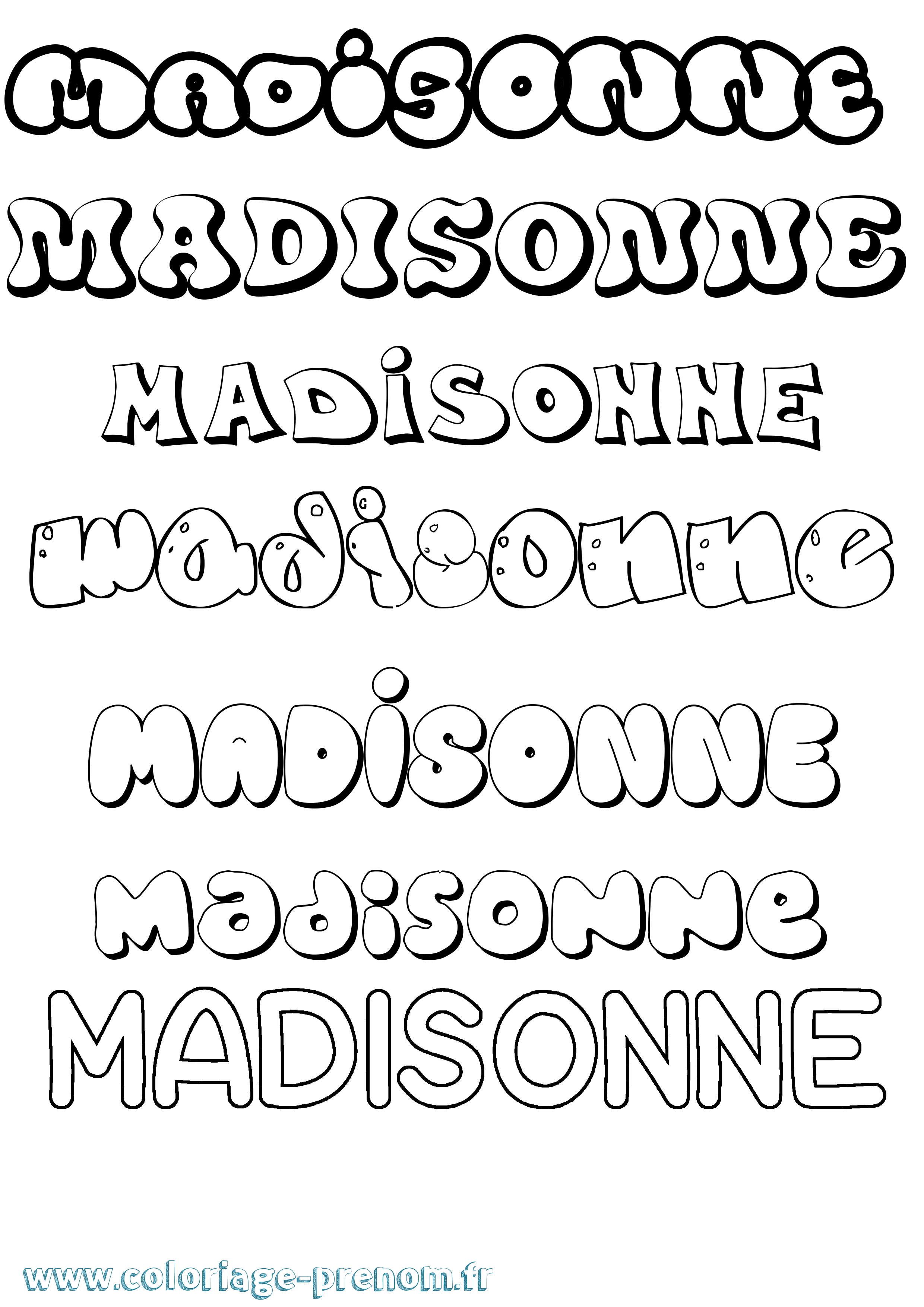 Coloriage Madisonne Bubble Coloriage prénom Madisonne Bubble