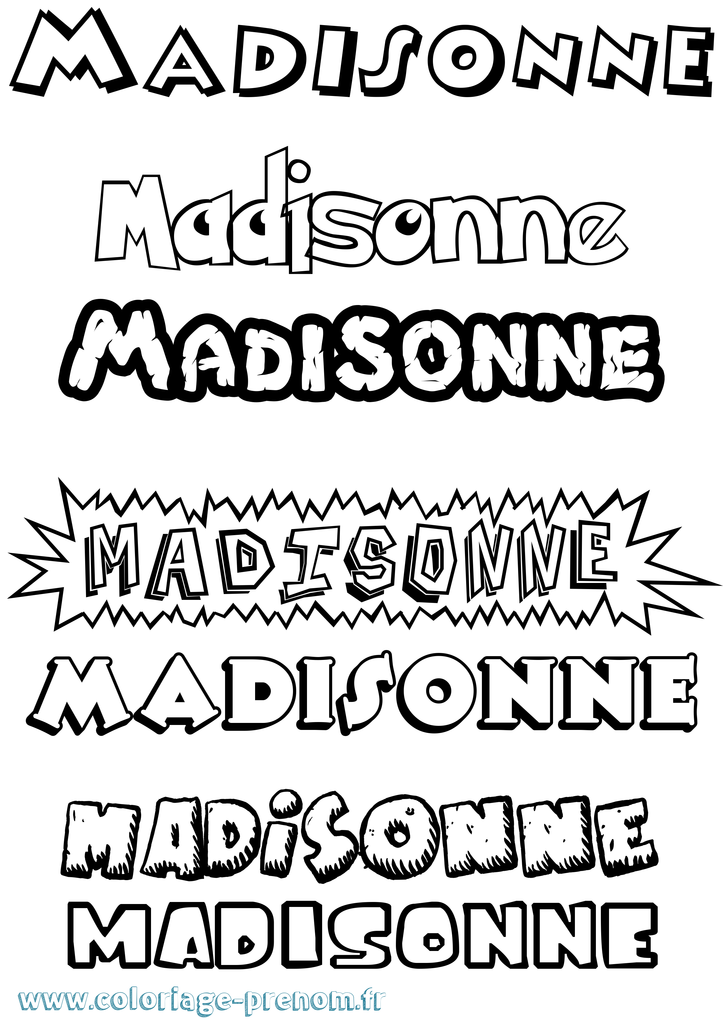 Coloriage Madisonne Dessin Animé Coloriage prénom Madisonne Dessin Animé