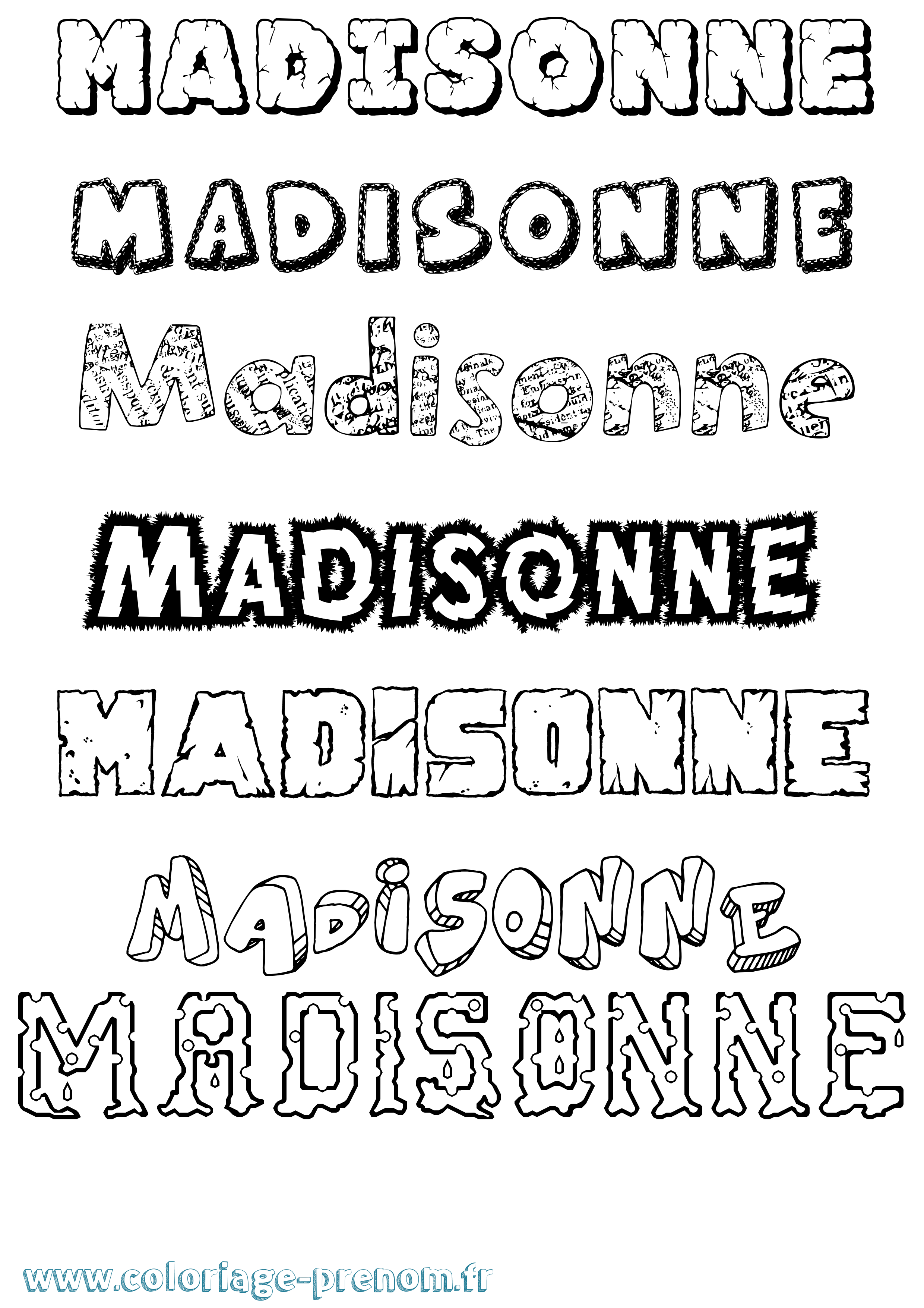 Coloriage Madisonne Destructuré Coloriage prénom Madisonne Destructuré
