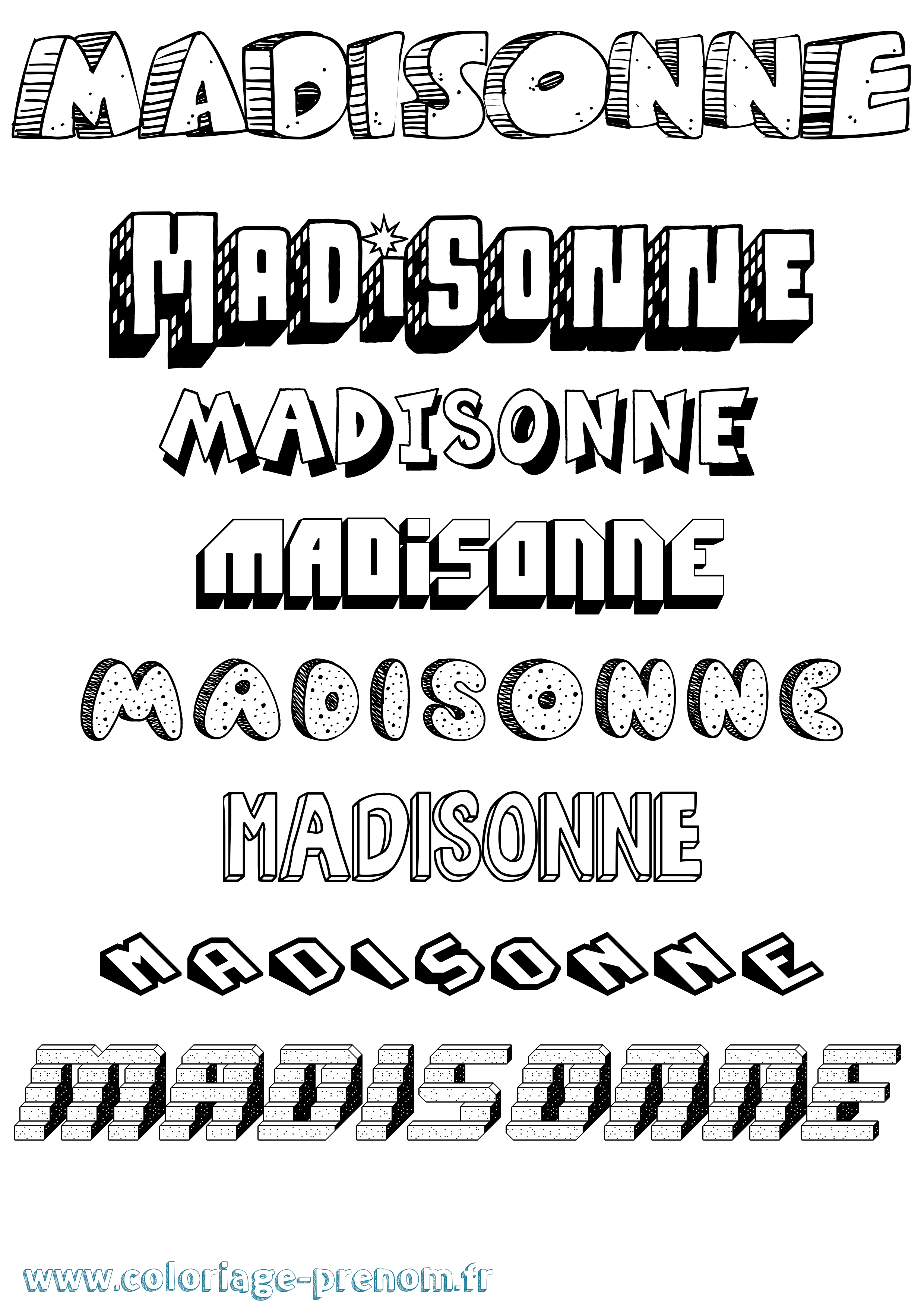 Coloriage Madisonne Effet 3D Coloriage prénom Madisonne Effet 3D