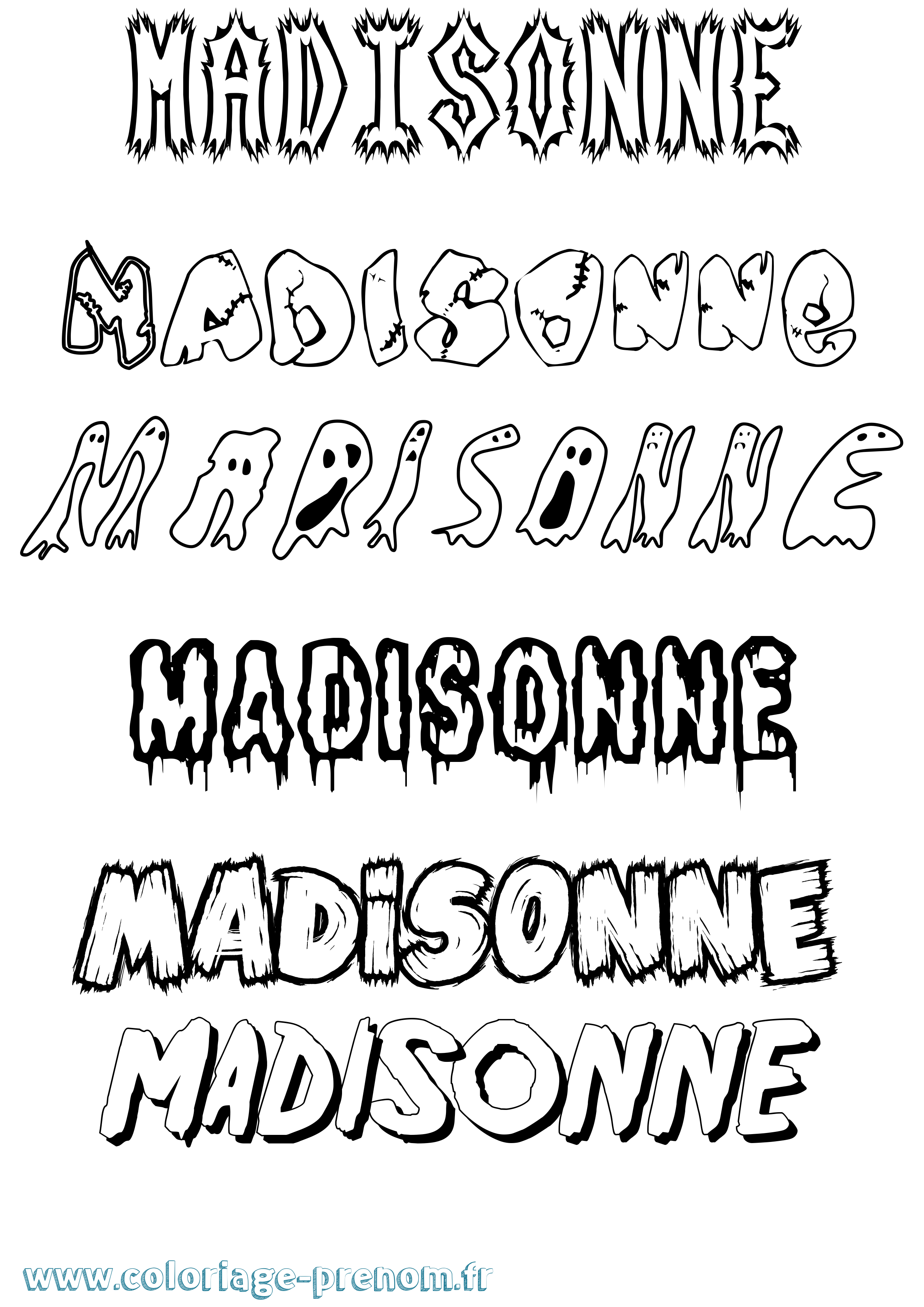 Coloriage Madisonne Frisson Coloriage prénom Madisonne Frisson