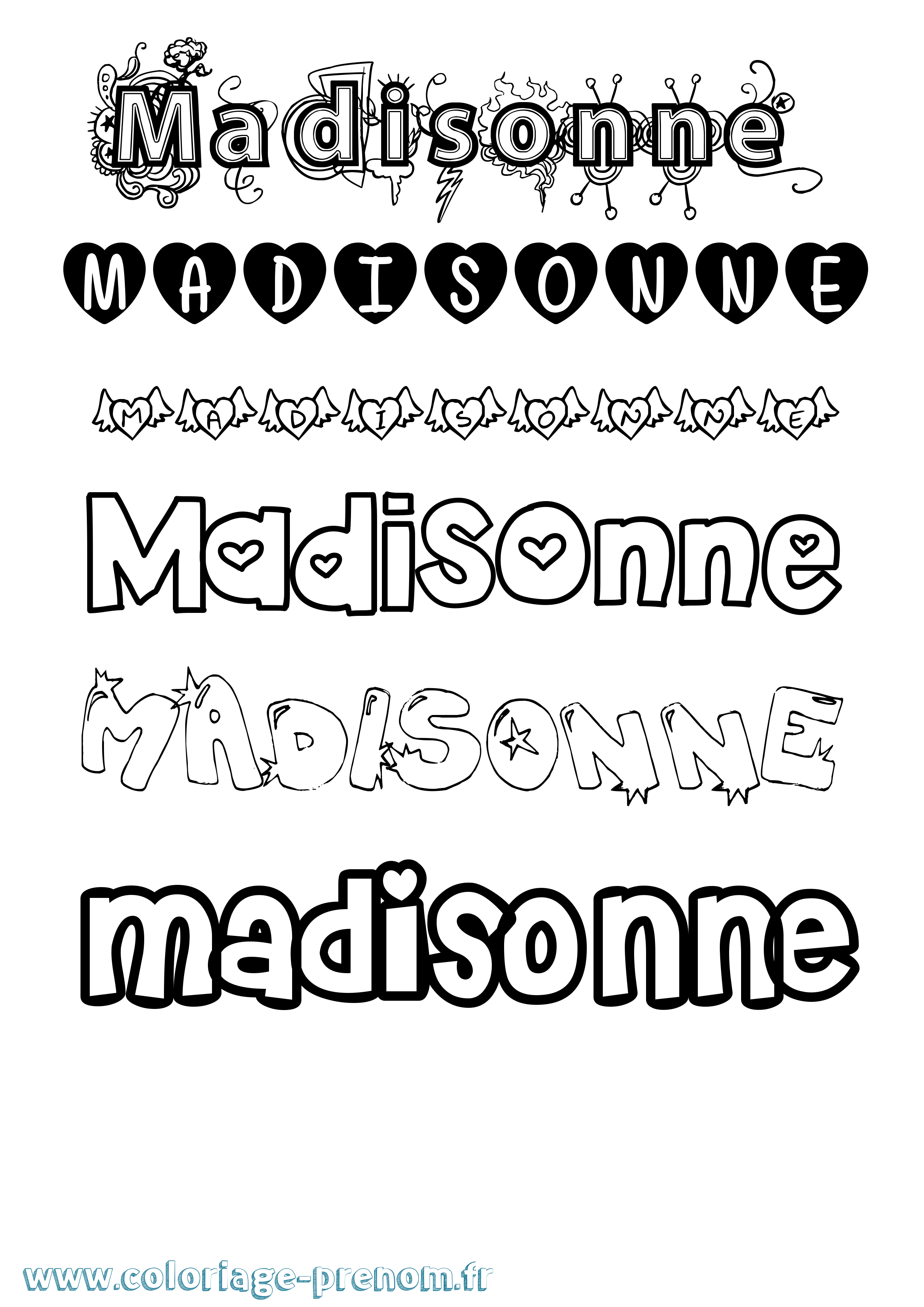 Coloriage Madisonne Girly Coloriage prénom Madisonne Girly