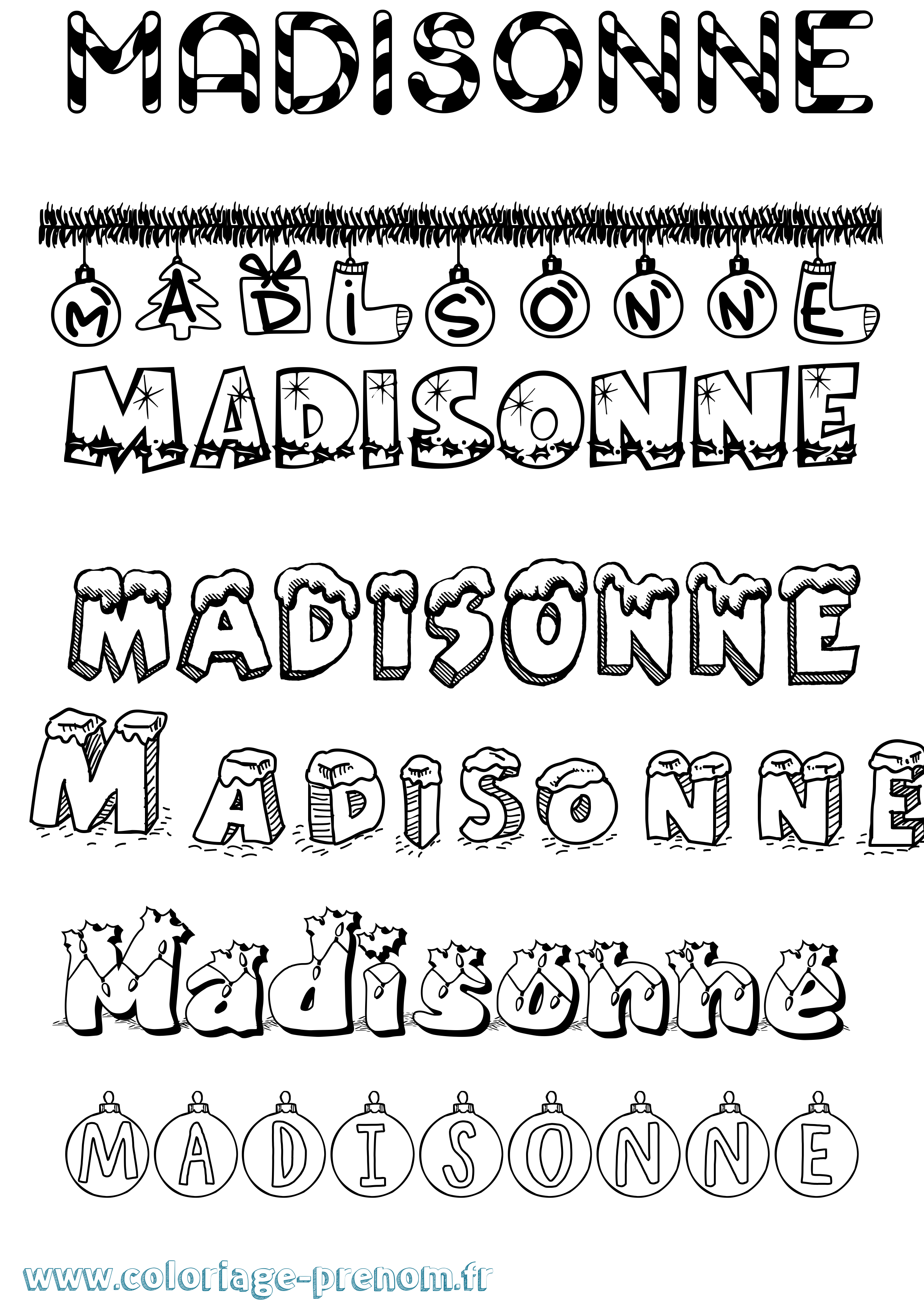 Coloriage Madisonne Noël Coloriage prénom Madisonne Noël
