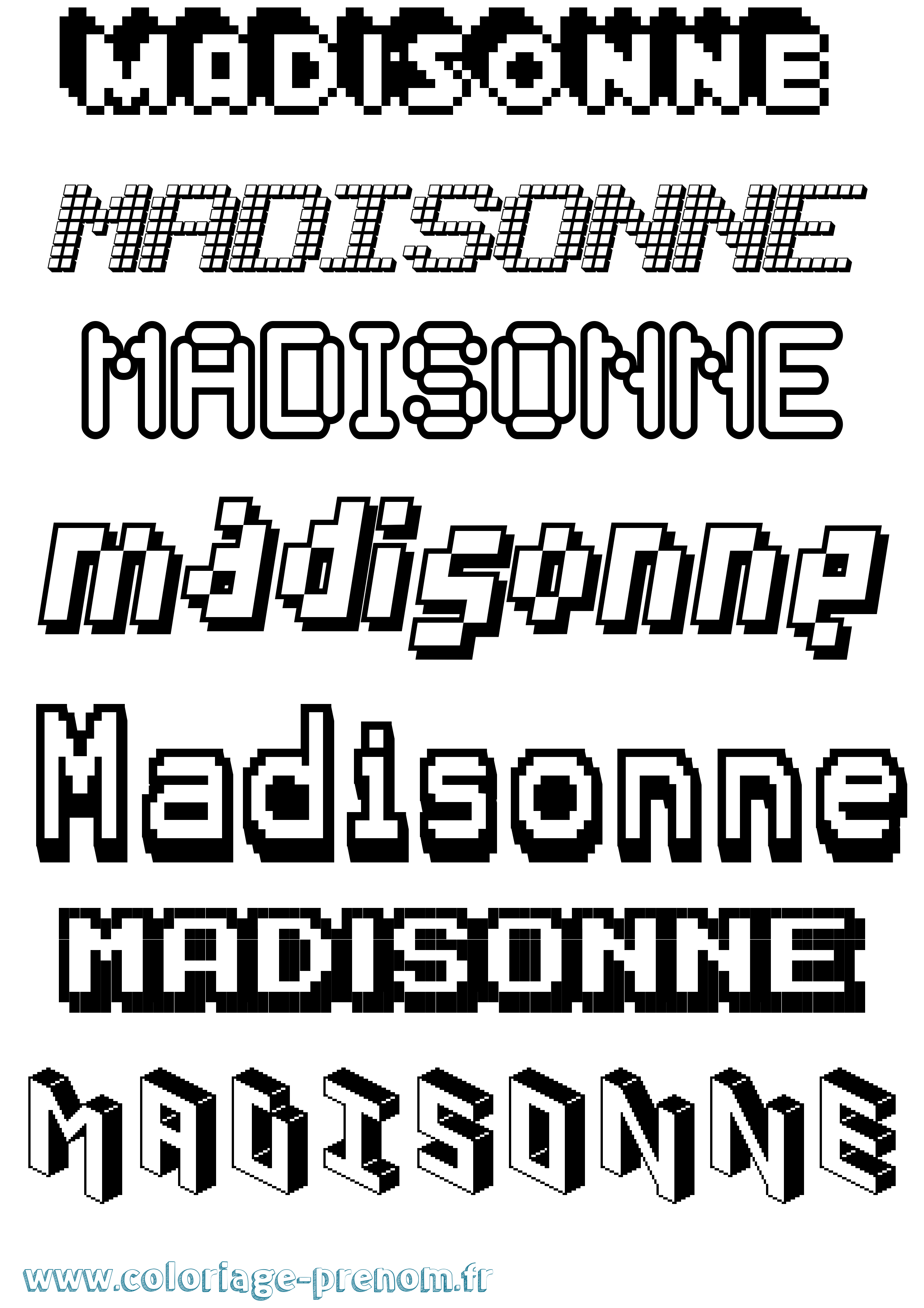 Coloriage Madisonne Pixel Coloriage prénom Madisonne Pixel
