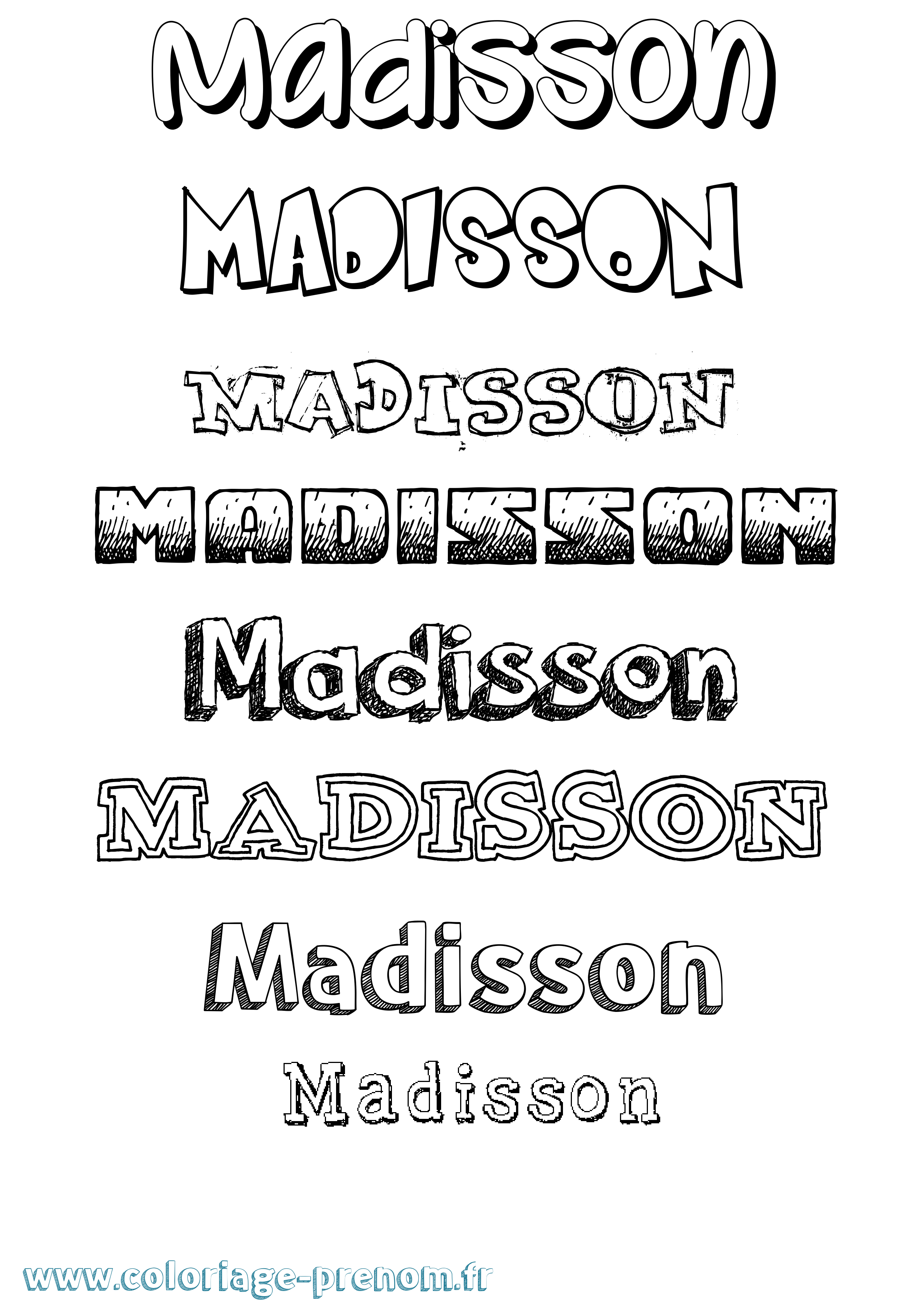 Coloriage prénom Madisson Dessiné