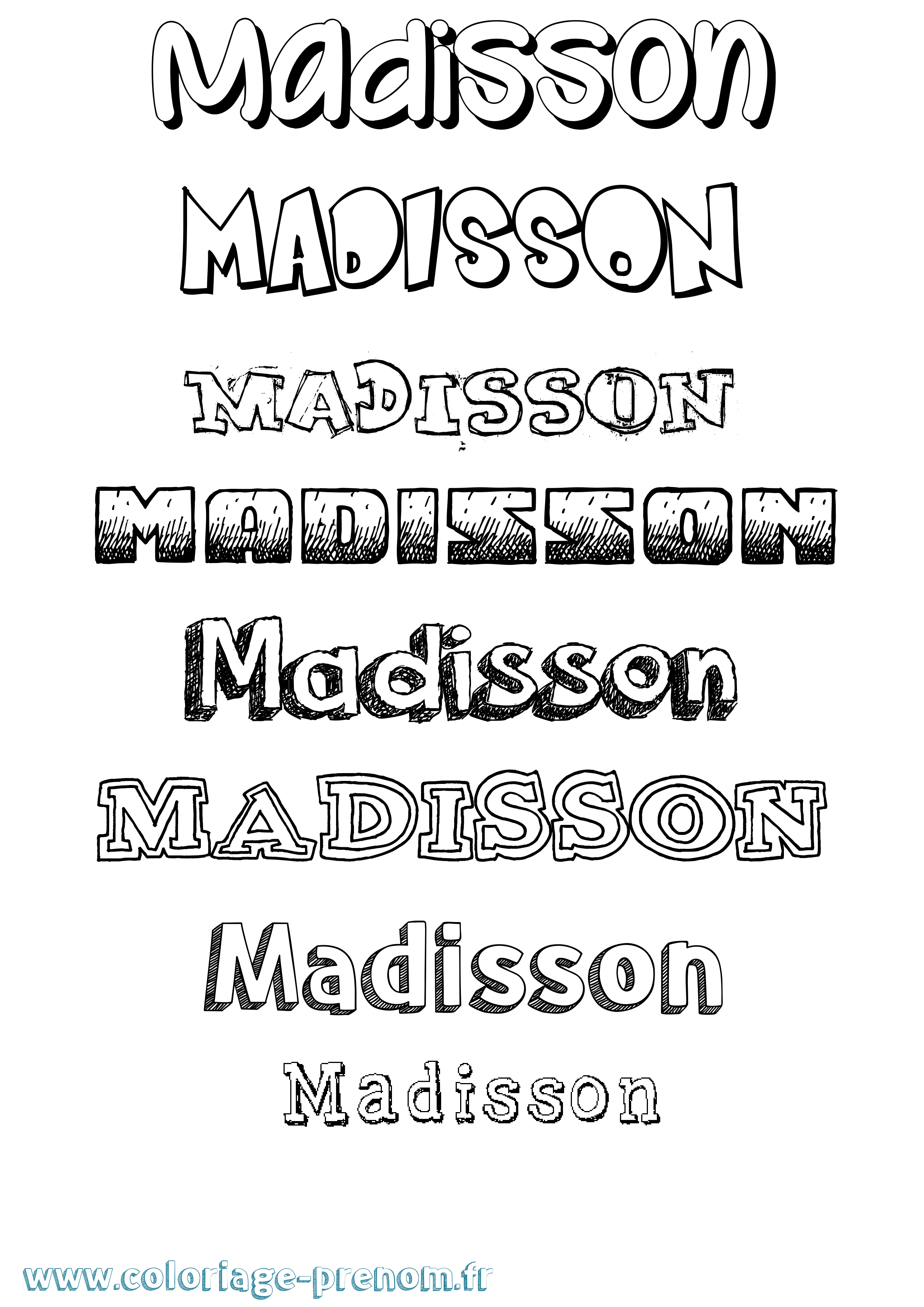 Coloriage Madisson Dessiné Coloriage prénom Madisson Dessiné