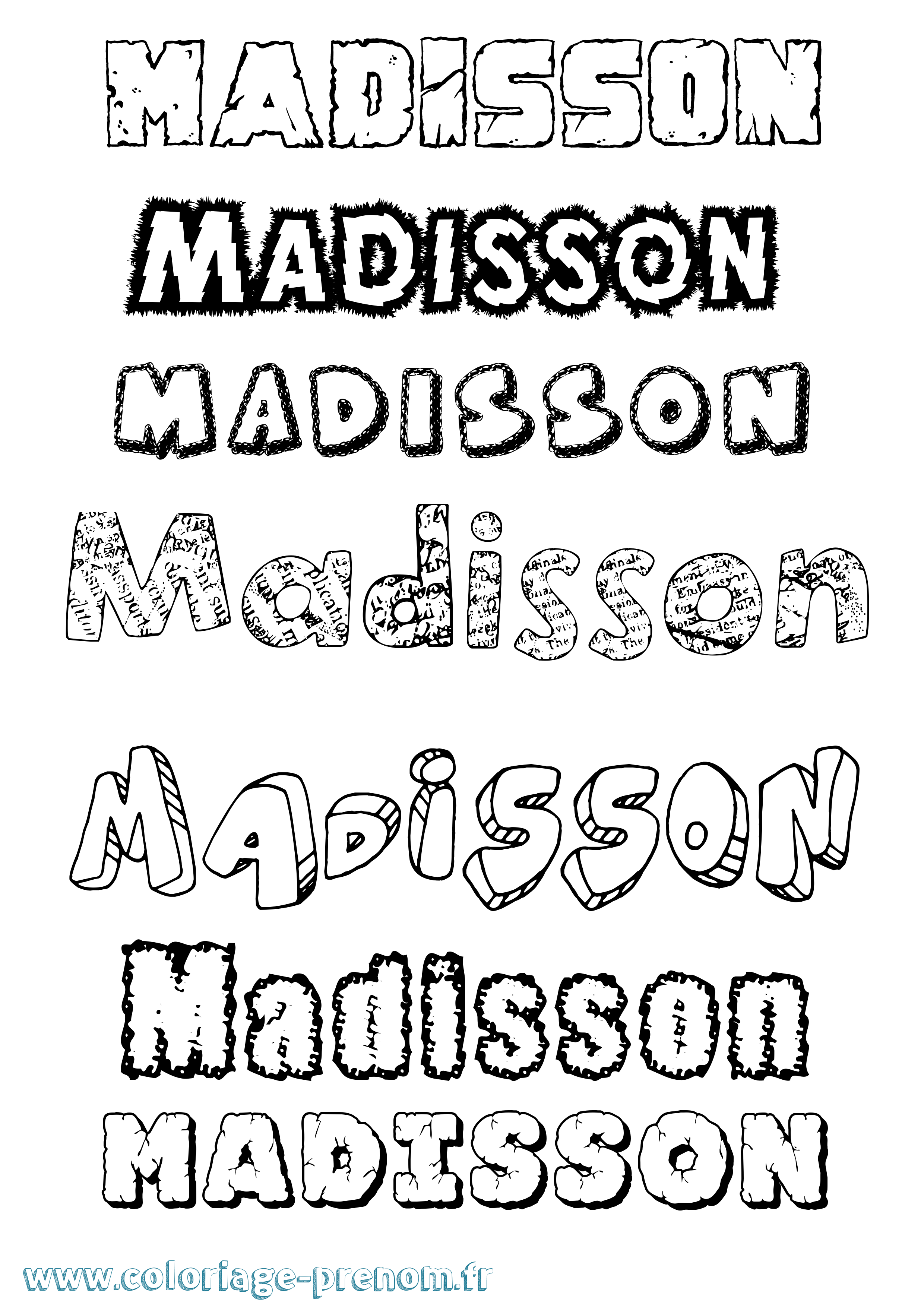 Coloriage prénom Madisson Destructuré