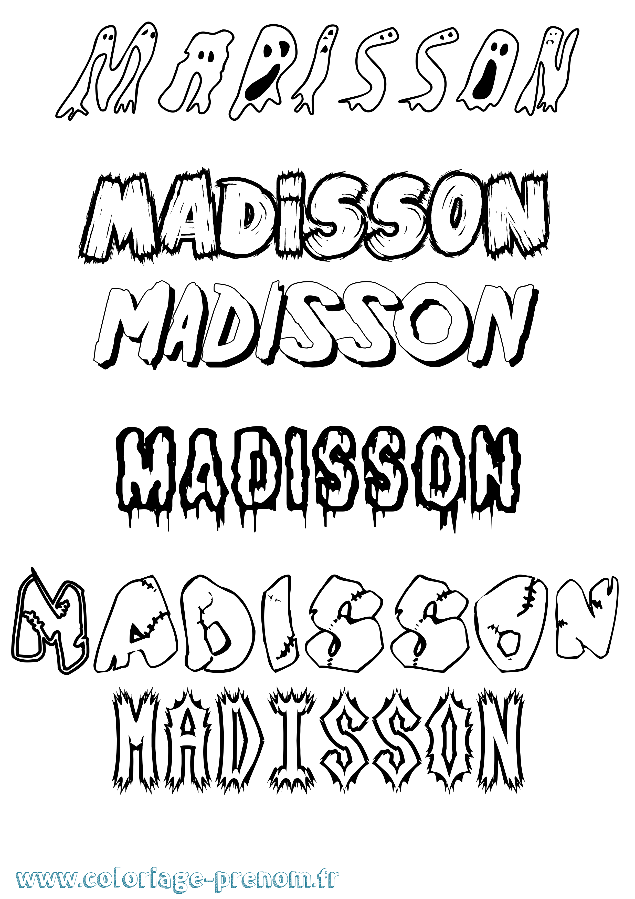 Coloriage prénom Madisson Frisson