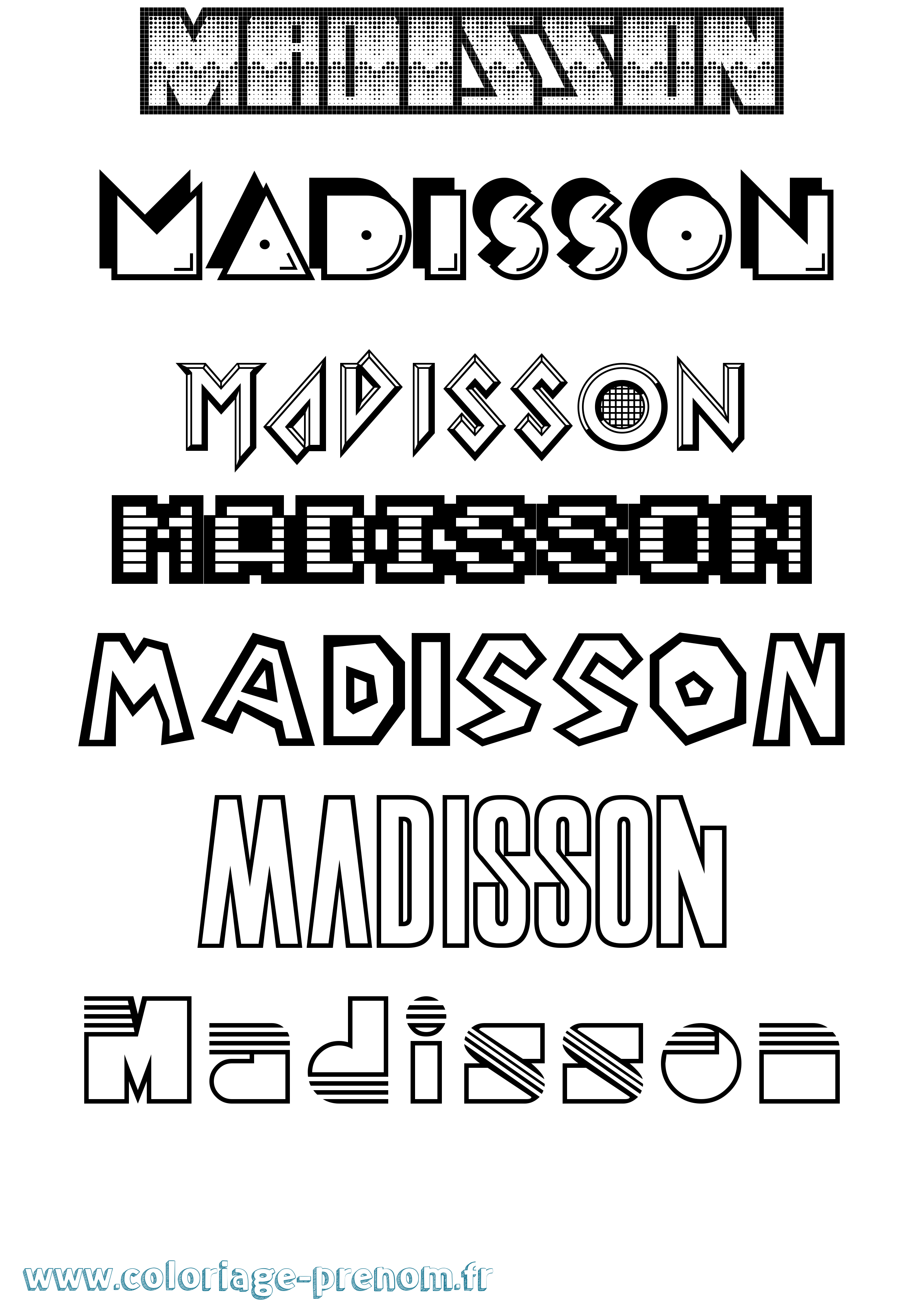 Coloriage prénom Madisson Jeux Vidéos