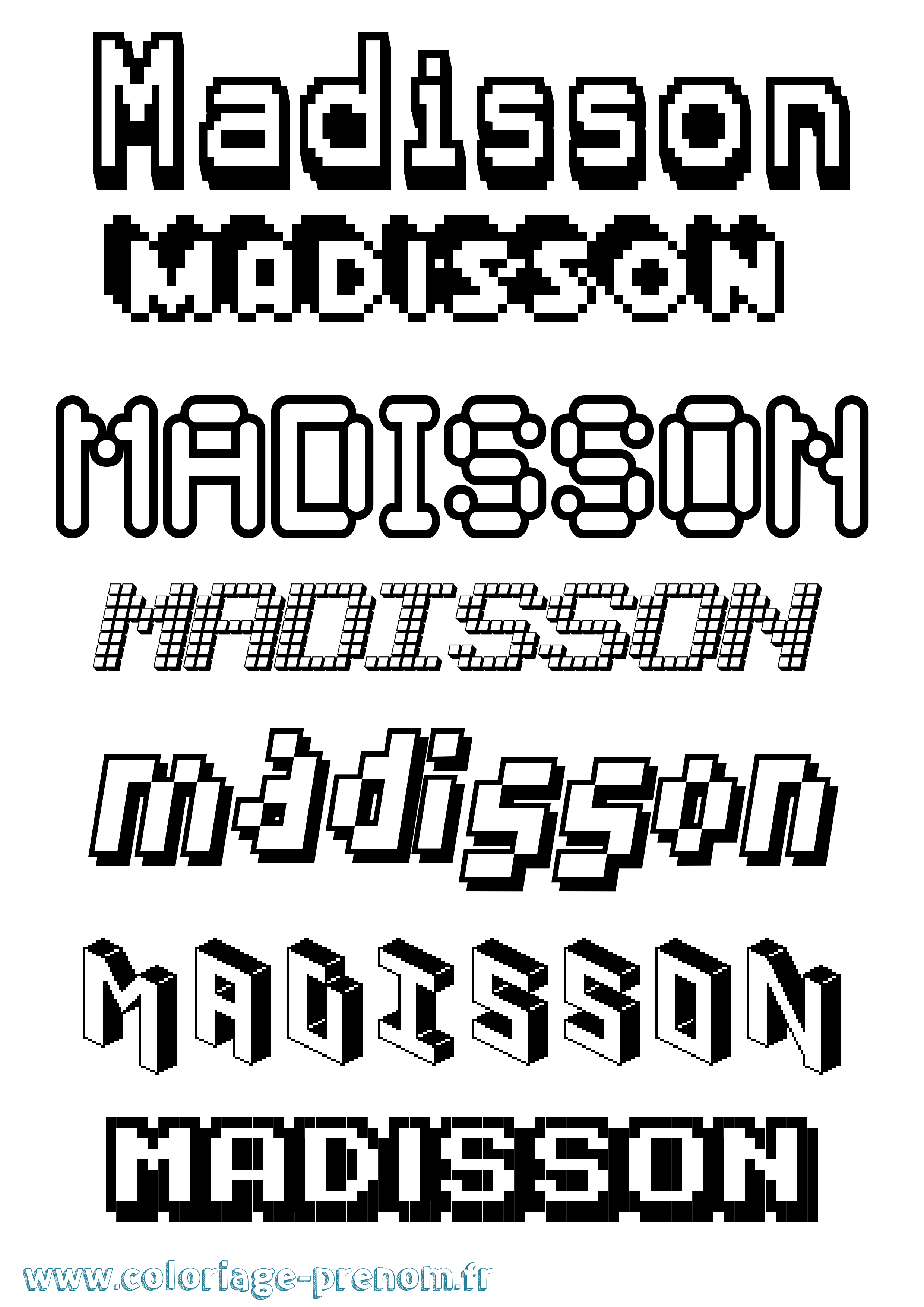 Coloriage Madisson Pixel Coloriage prénom Madisson Pixel