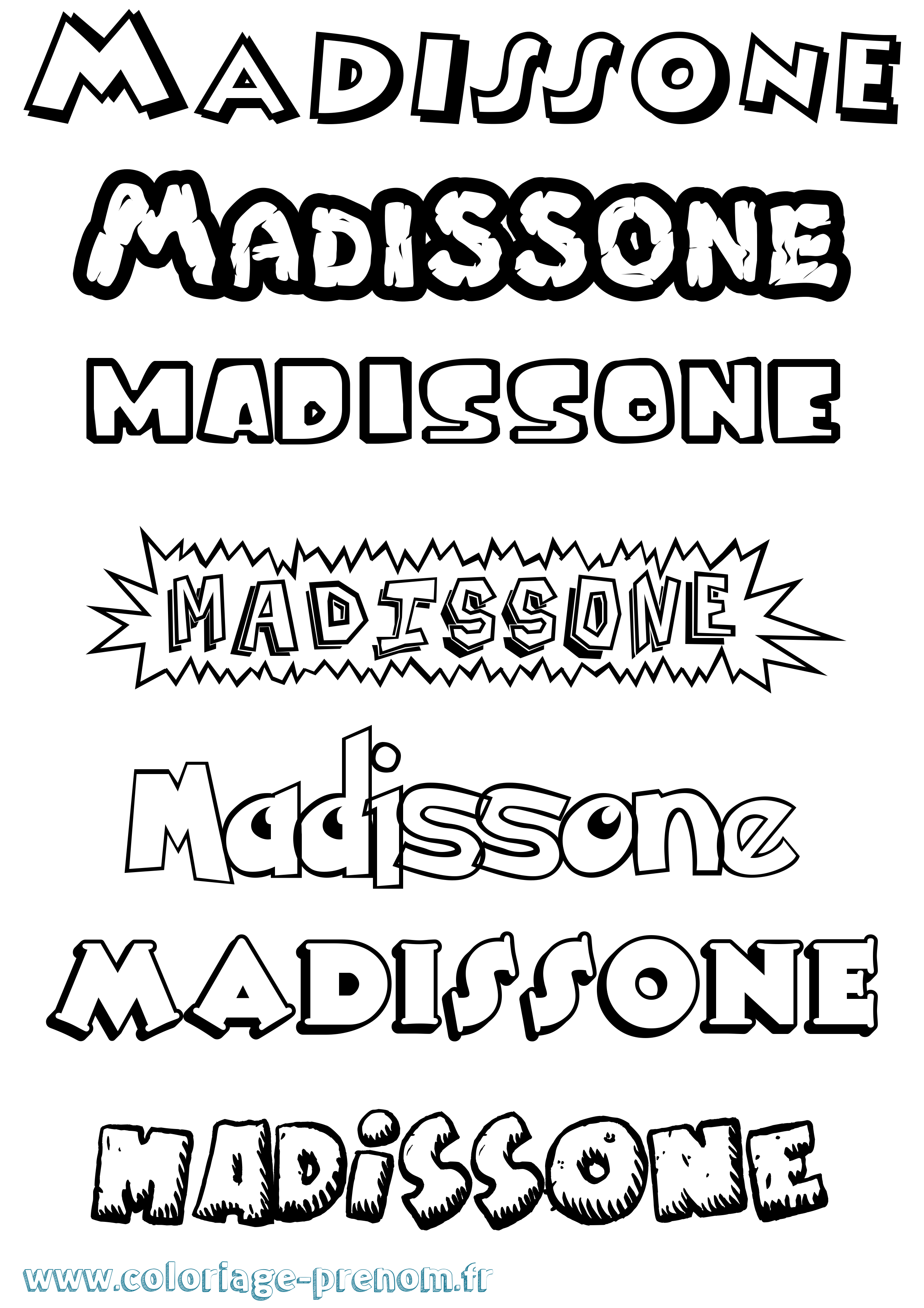 Coloriage prénom Madissone Dessin Animé
