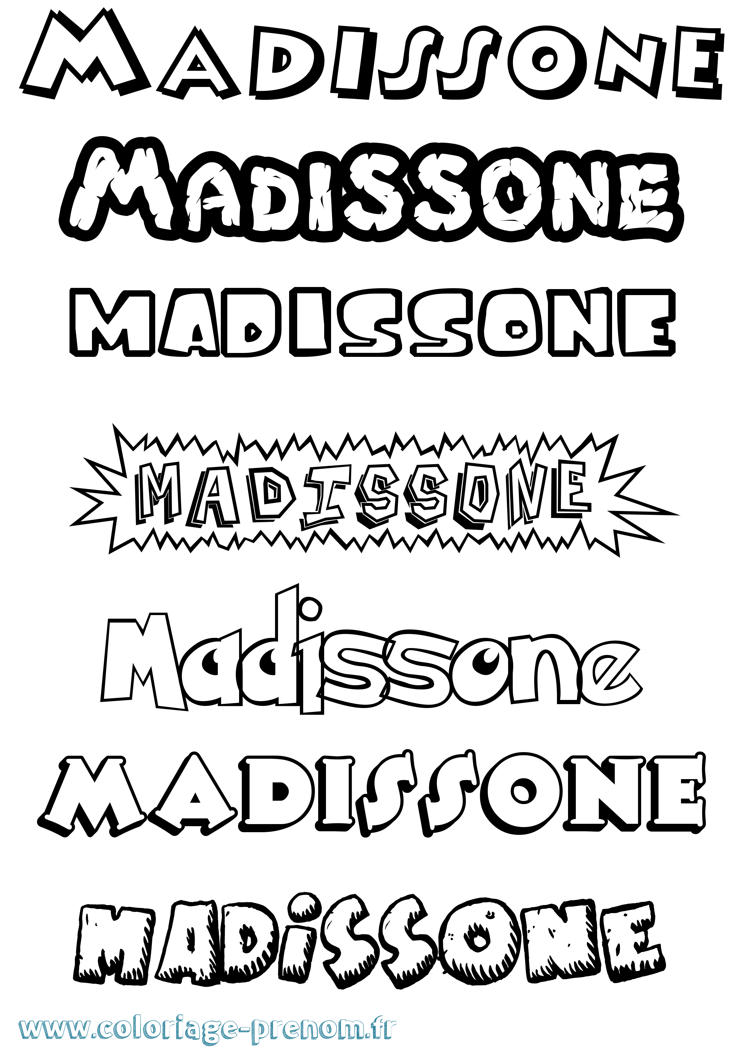 Coloriage Madissone Dessin Animé Coloriage prénom Madissone Dessin Animé
